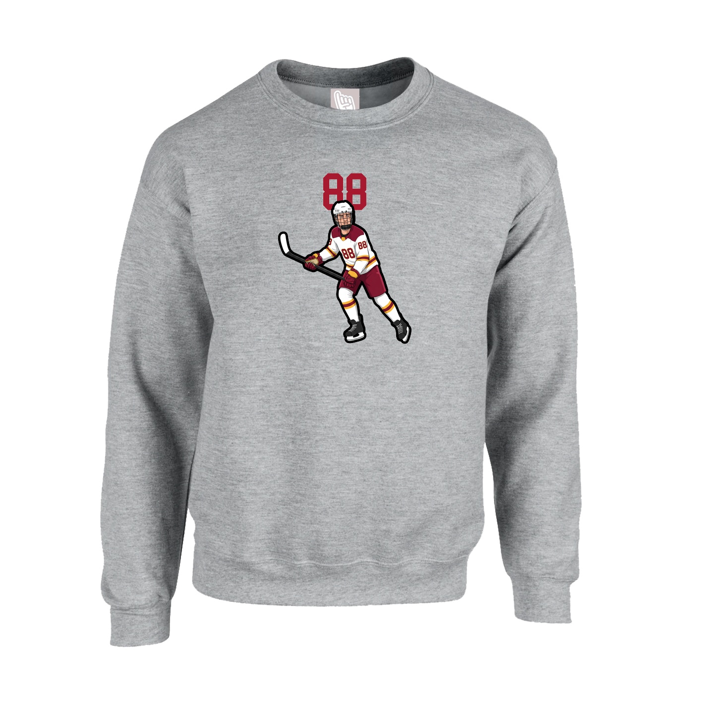 Fleece Crew — Number Top in Grey