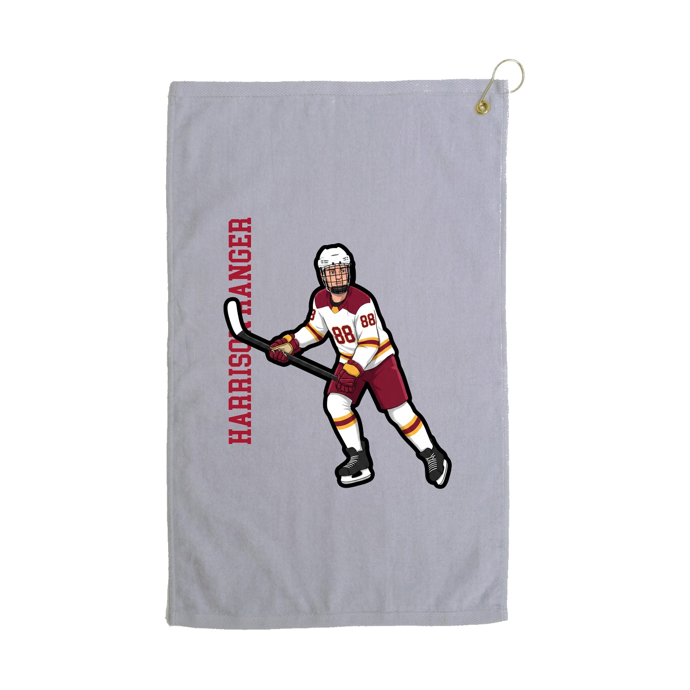 Golf Towel — Name Vertical in Grey