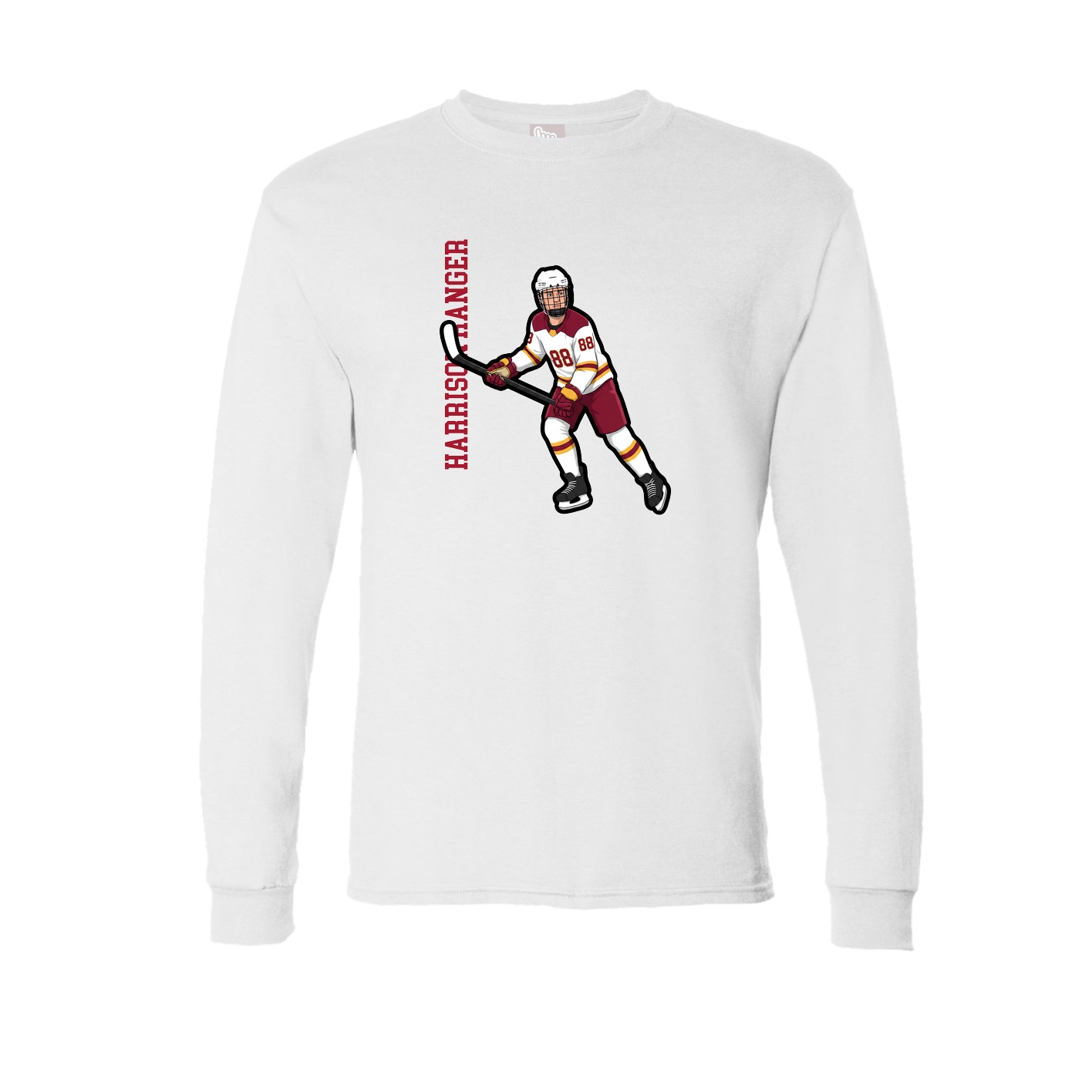 Long Sleeve Tee — Name Vertical in White