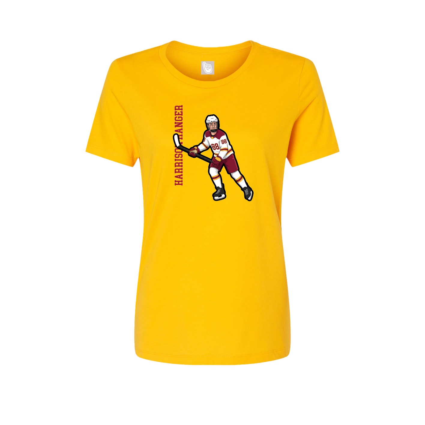 Fitted Women's Tee — Name Vertical in Gold
