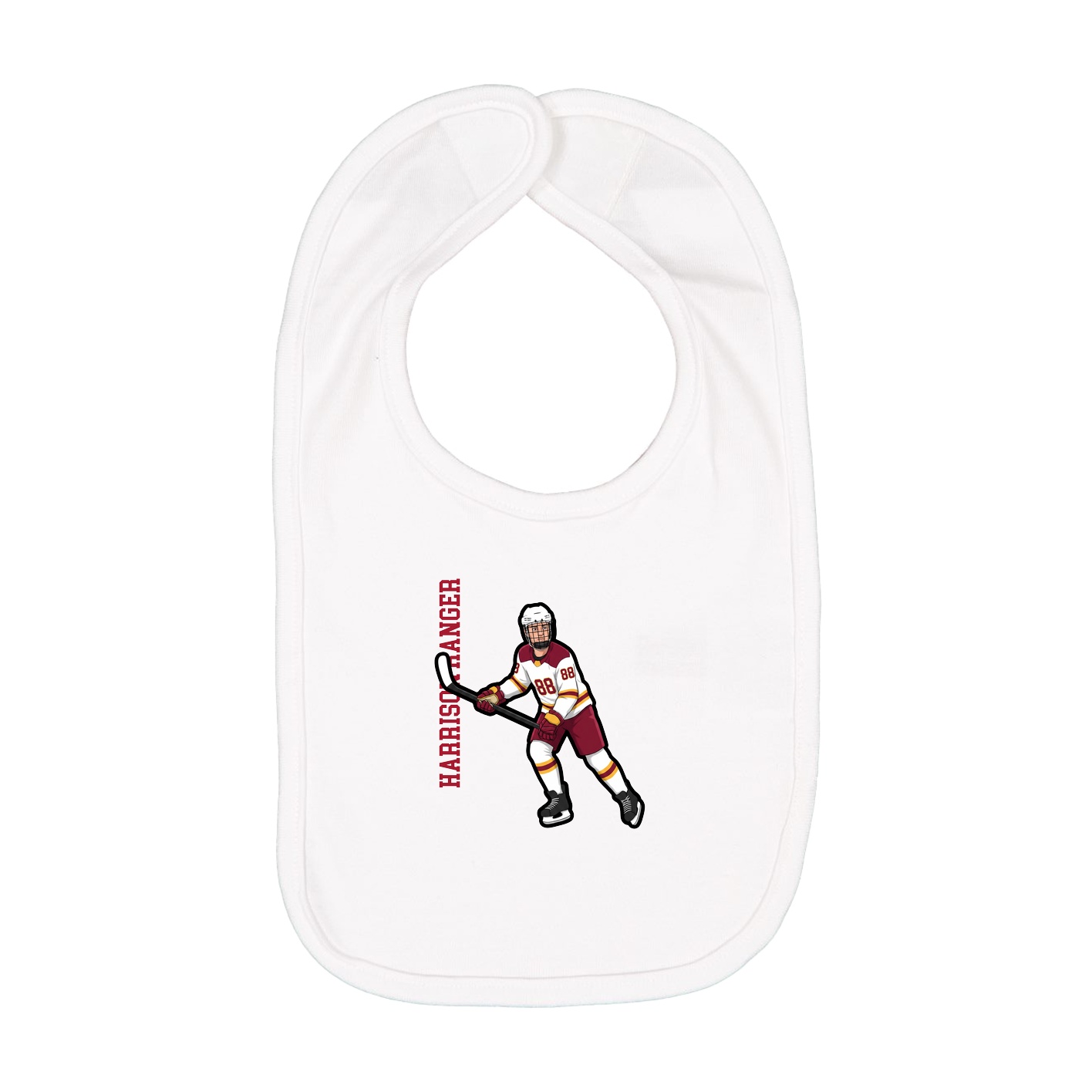 Infant Bib — Name Vertical in White