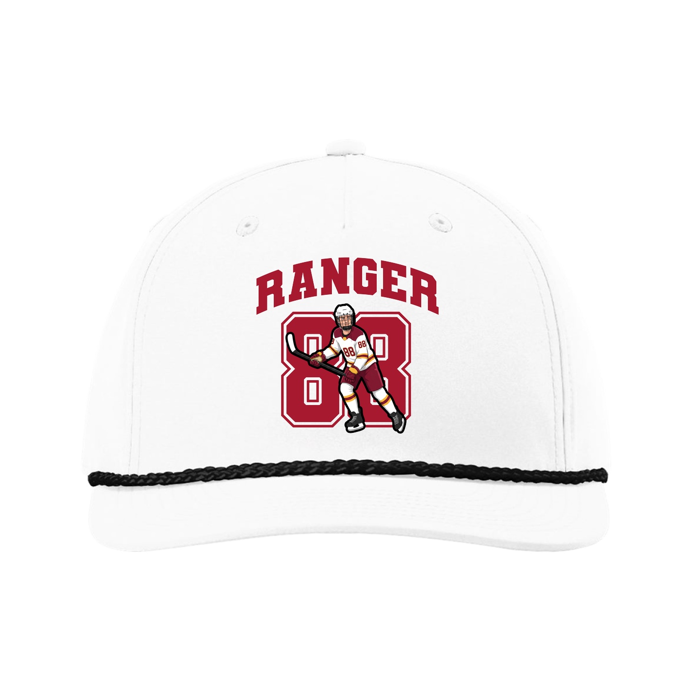 Five-Panel Classic Rope Cap — Number in White