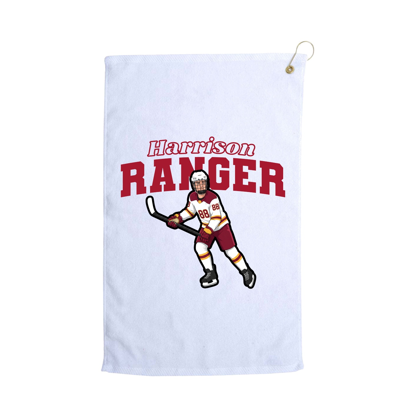 Golf Towel — Name Arch in White