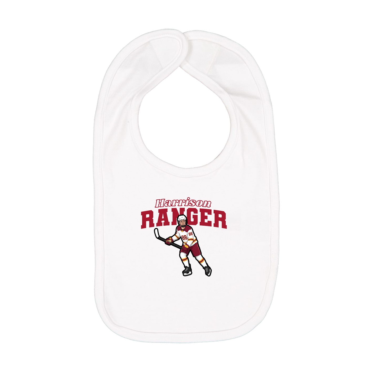 Infant Bib — Name Arch in White