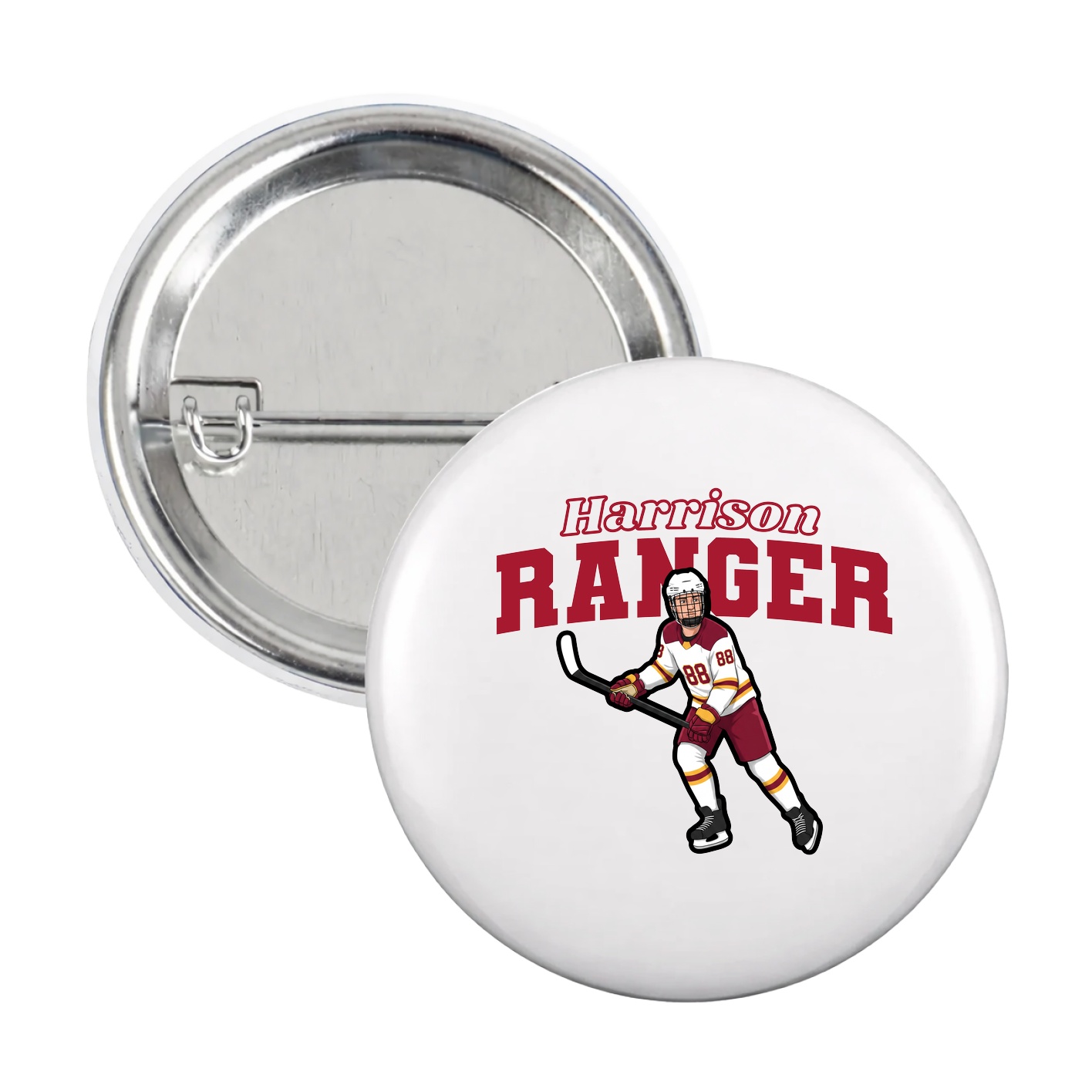 Game Day Button — Name Arch in White