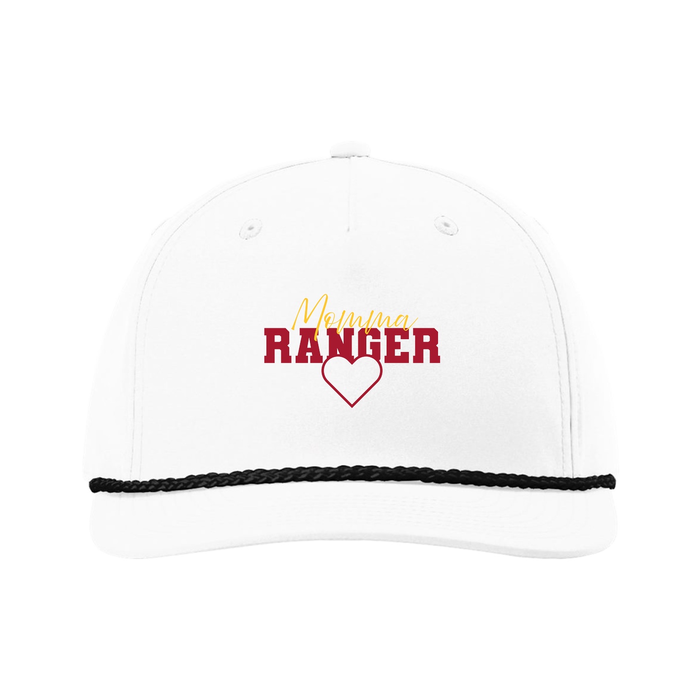 Five-Panel Classic Rope Cap — Mothers Day Heart in White