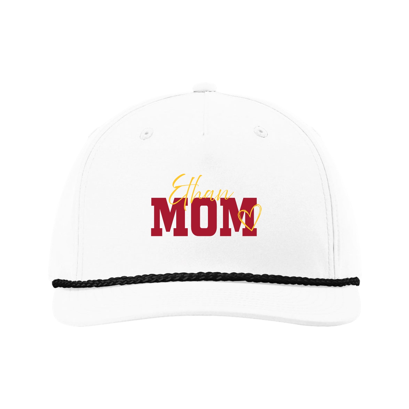 Five-Panel Classic Rope Cap — Mothers Day Script in White