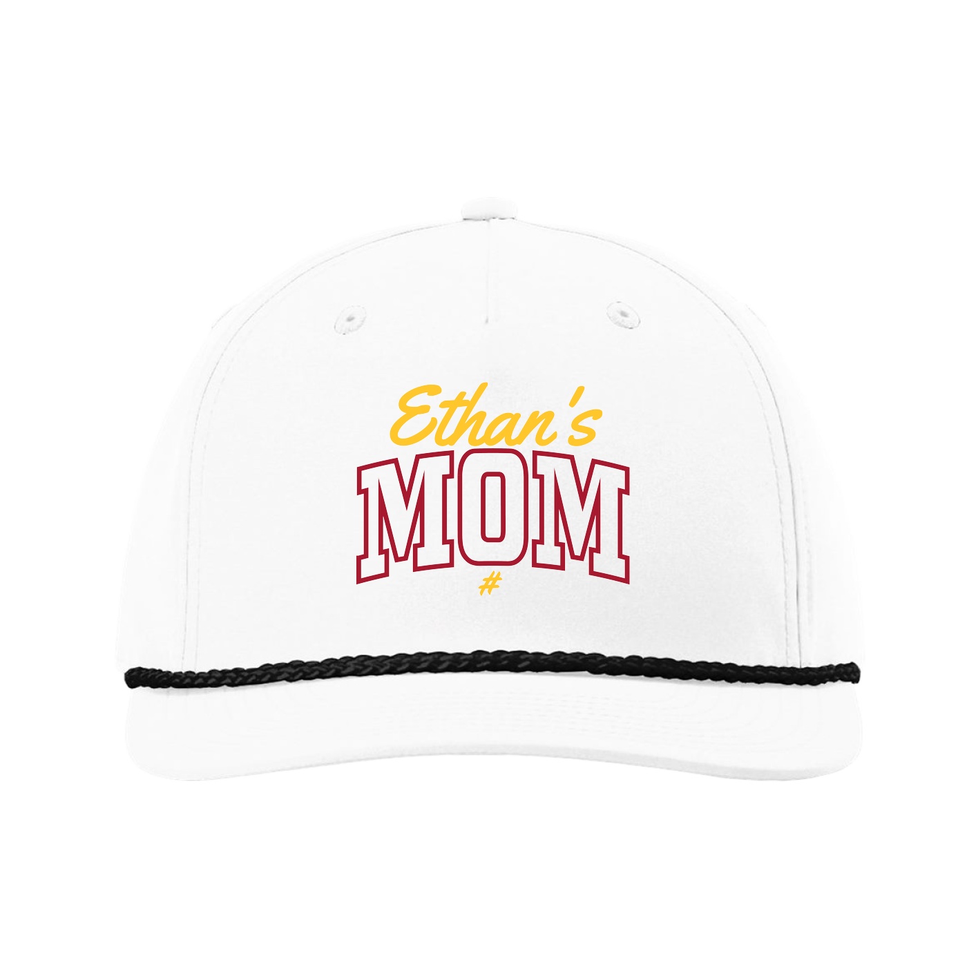 Five-Panel Classic Rope Cap — Mothers Day Arch Script in White