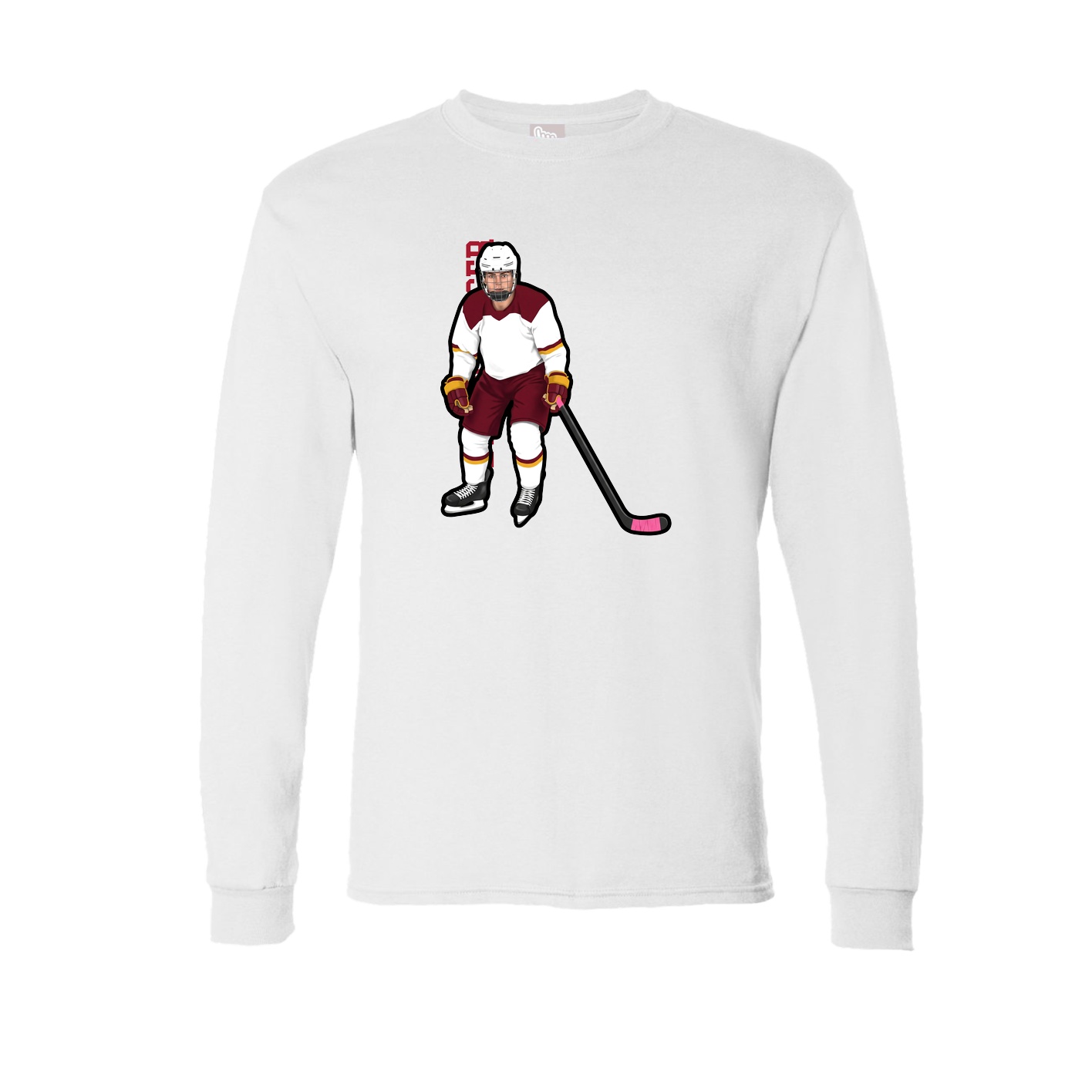 Long Sleeve Tee — Name Vertical in White