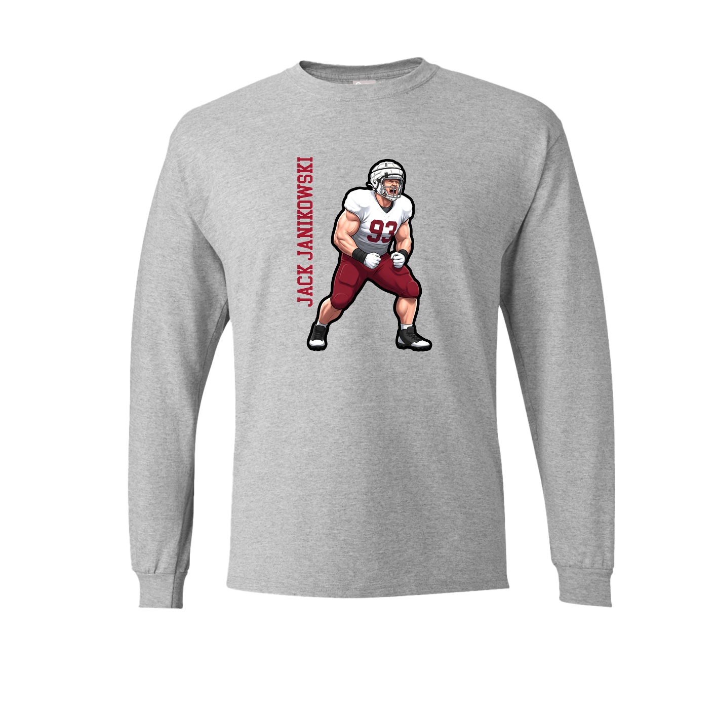 Long Sleeve Tee — Name Vertical in Grey