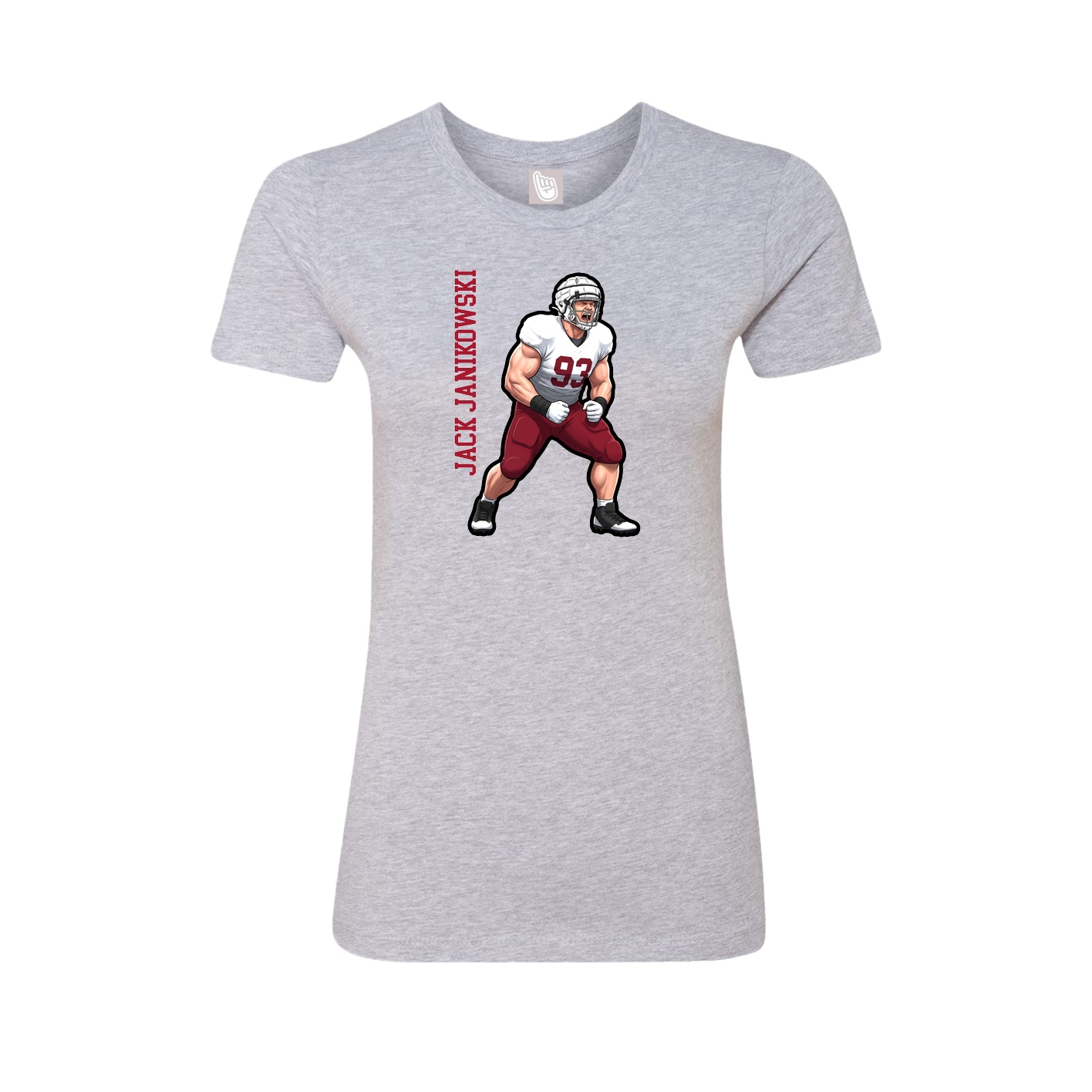 Fitted Women's Tee — Name Vertical in Grey