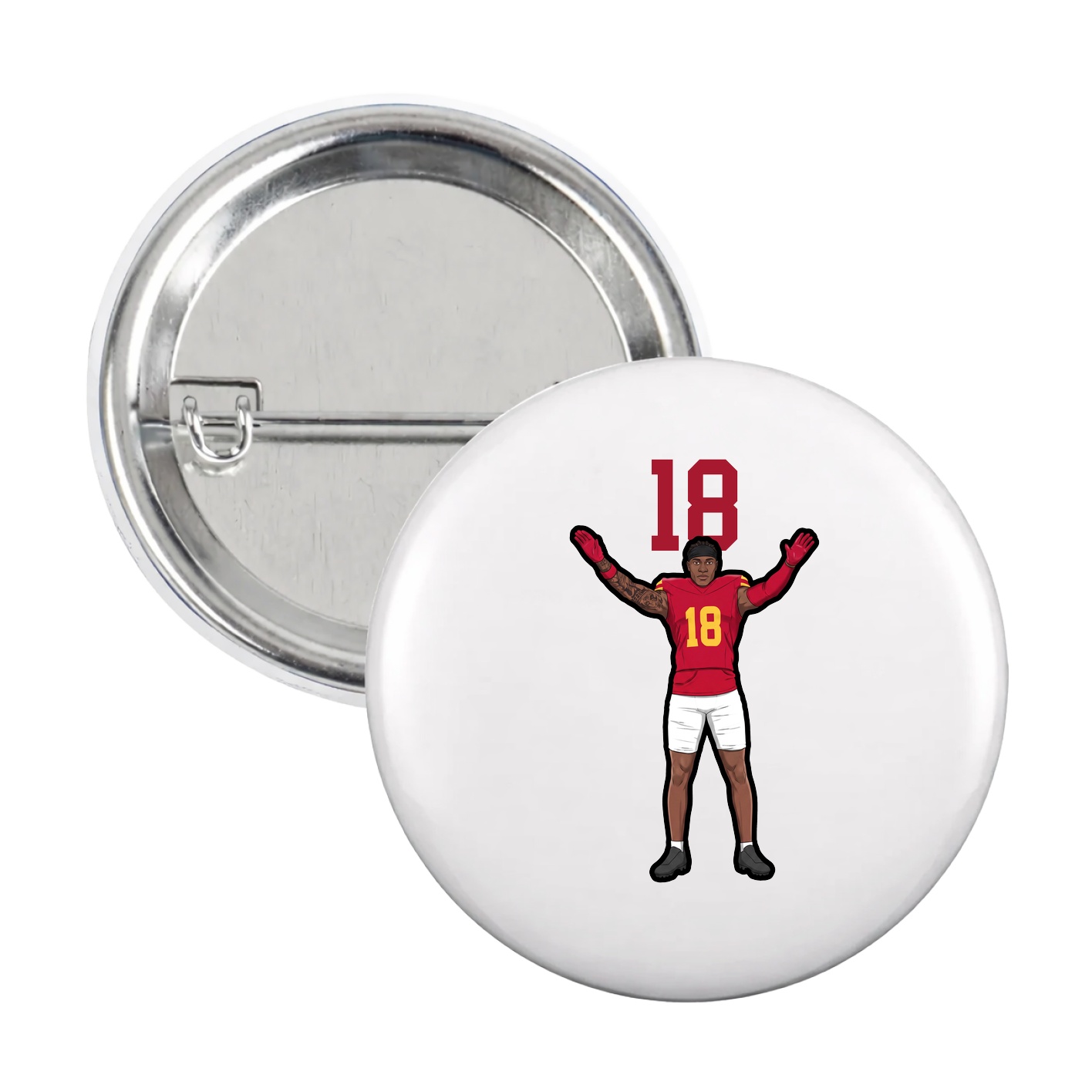 Game Day Button — Number Top in White