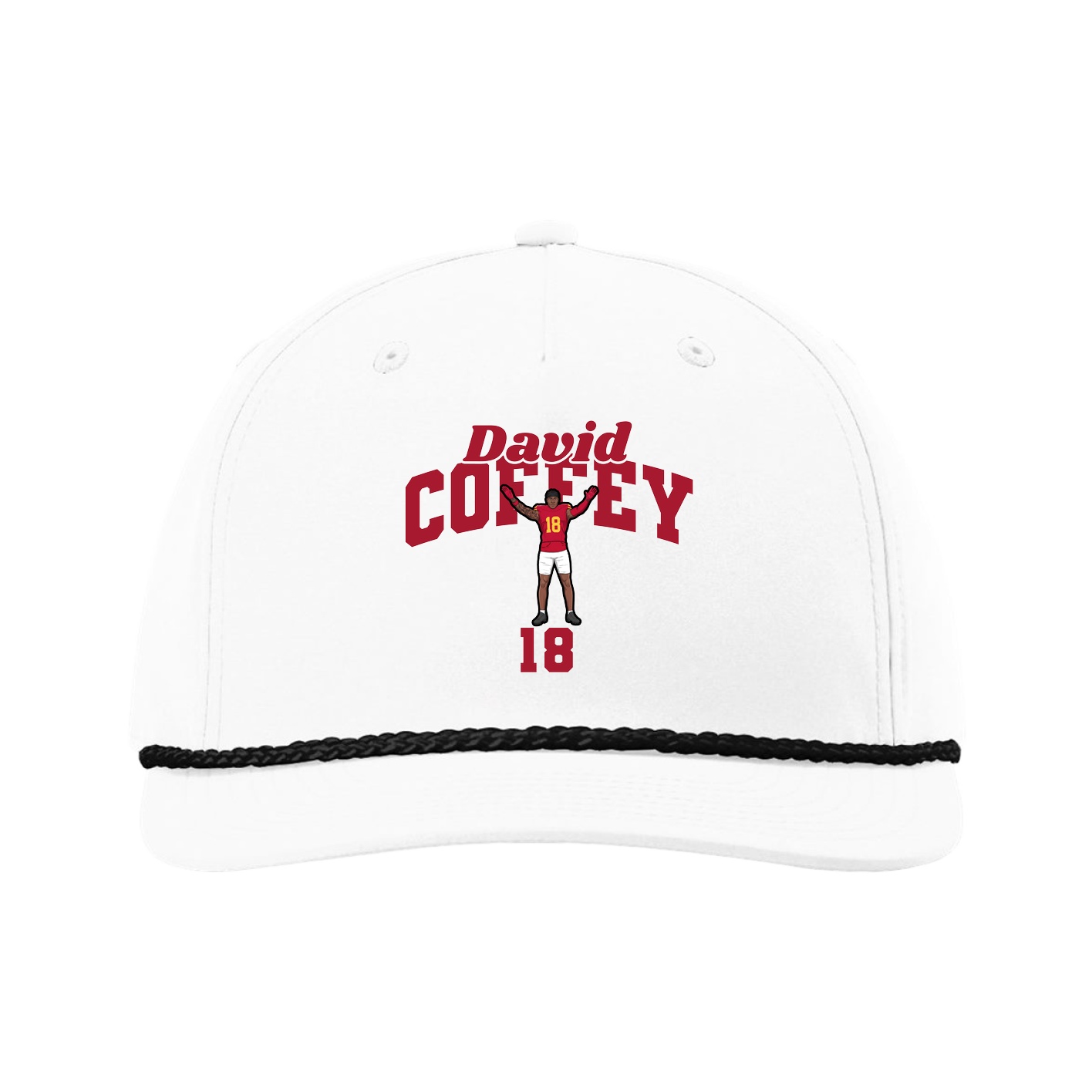 Five-Panel Classic Rope Cap — Signature Arch in White