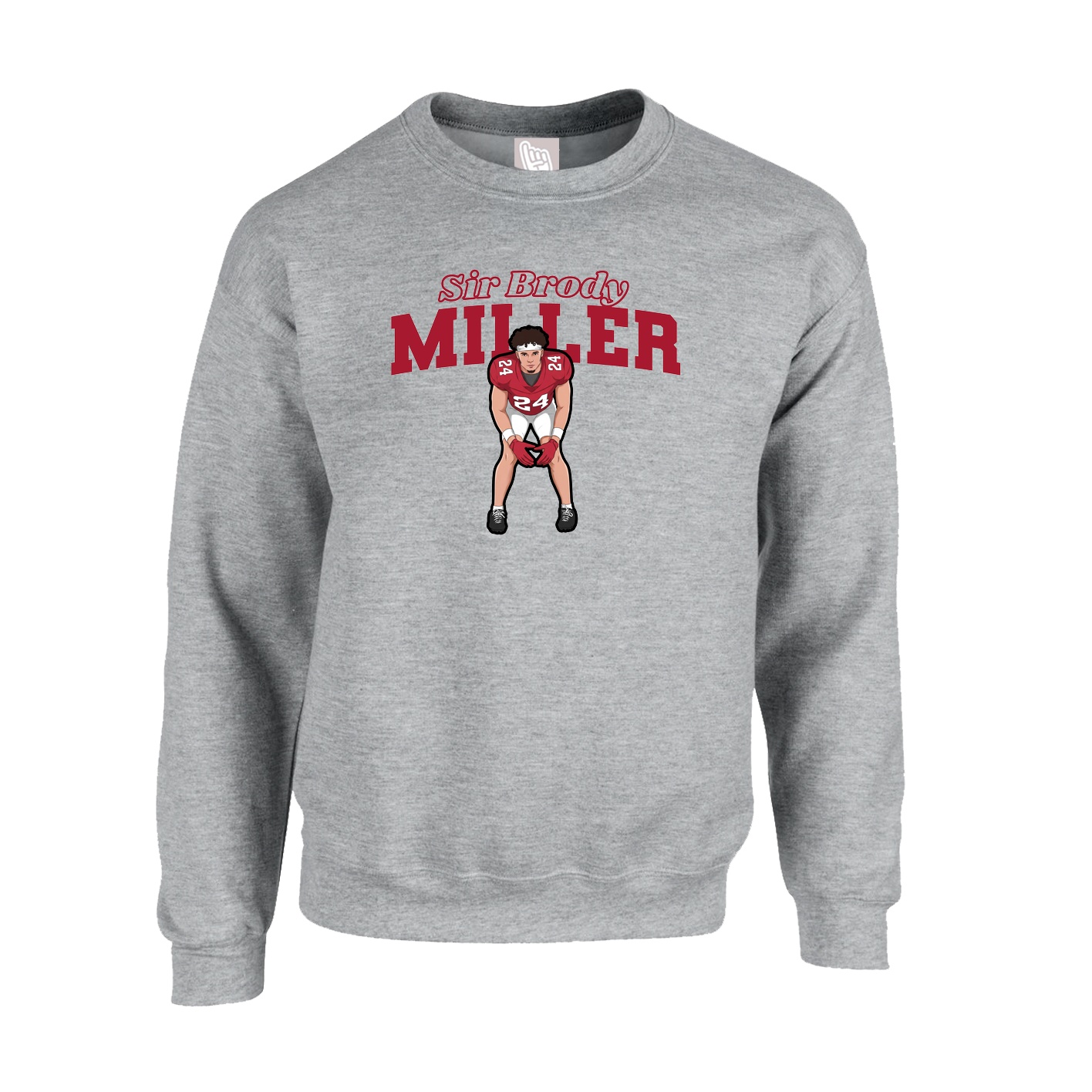 Fleece Crew — Name Arch in Grey