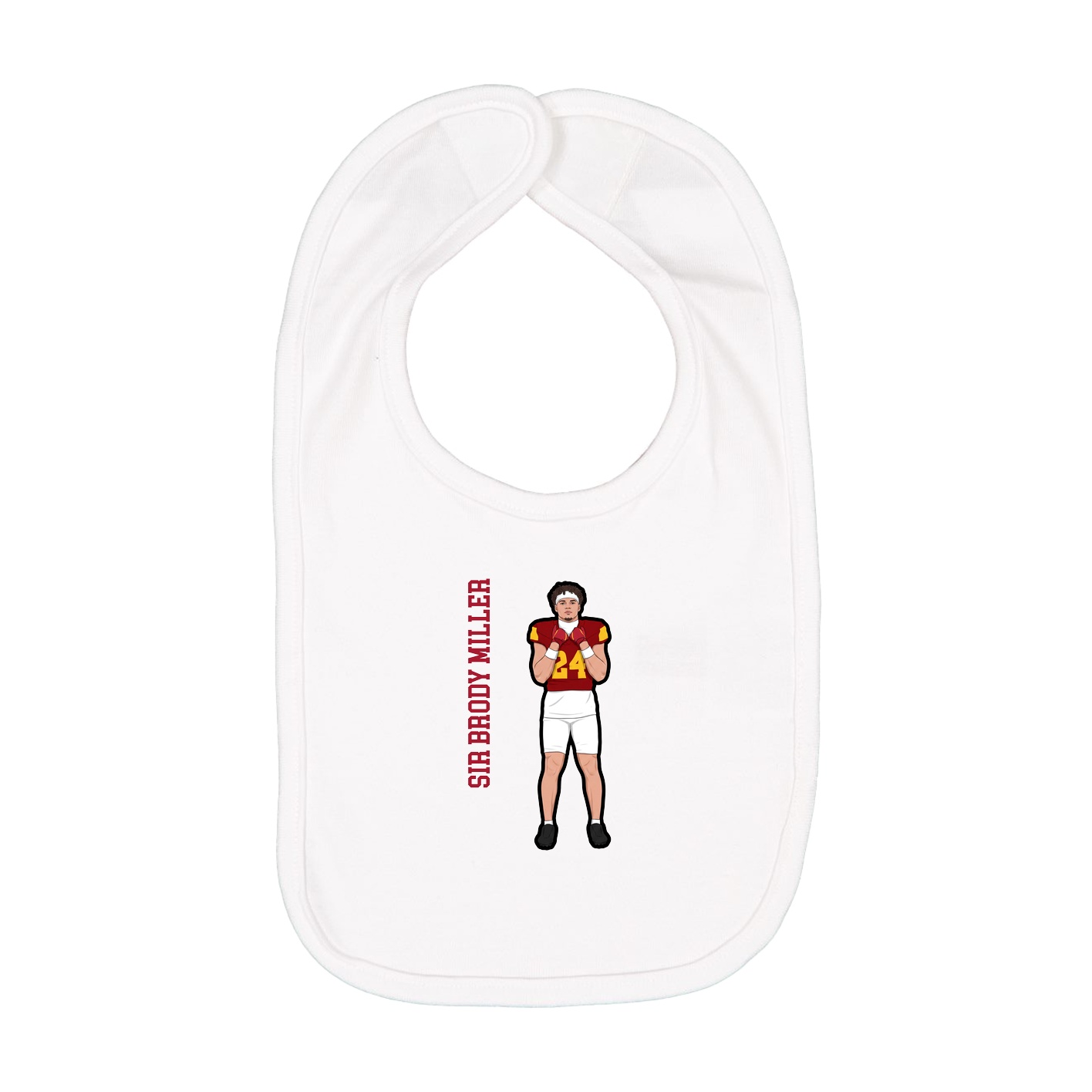 Infant Bib — Name Vertical in White