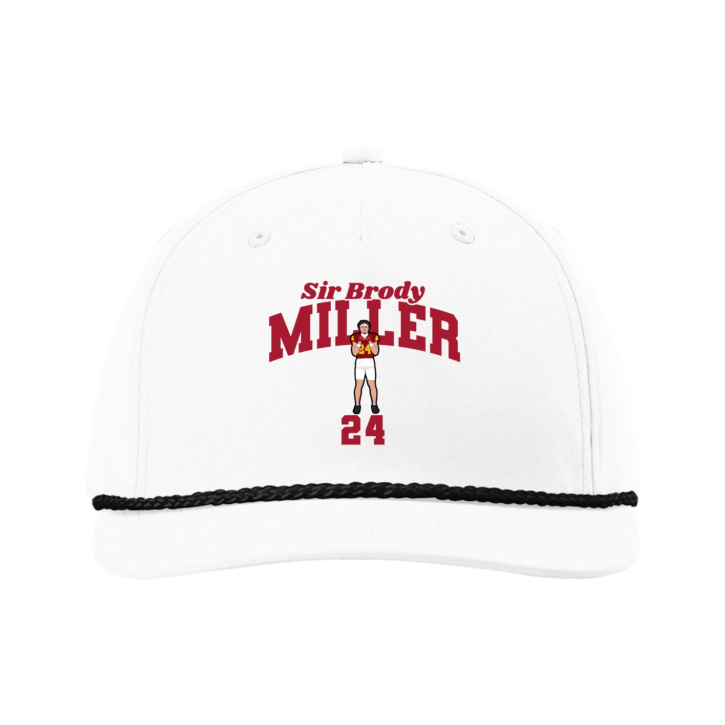 Five-Panel Classic Rope Cap — Signature Arch in White