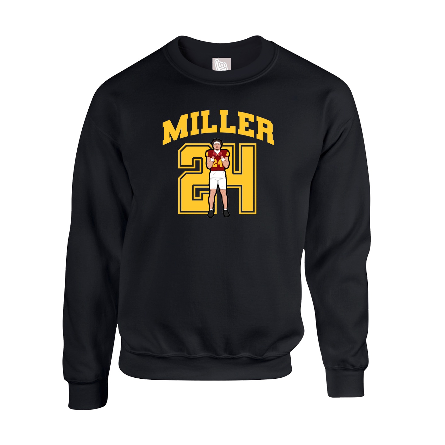 Fleece Crew — Number in Black