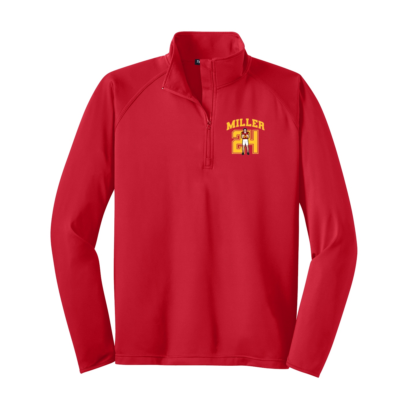 Q-Zip Pullover — Number in Red