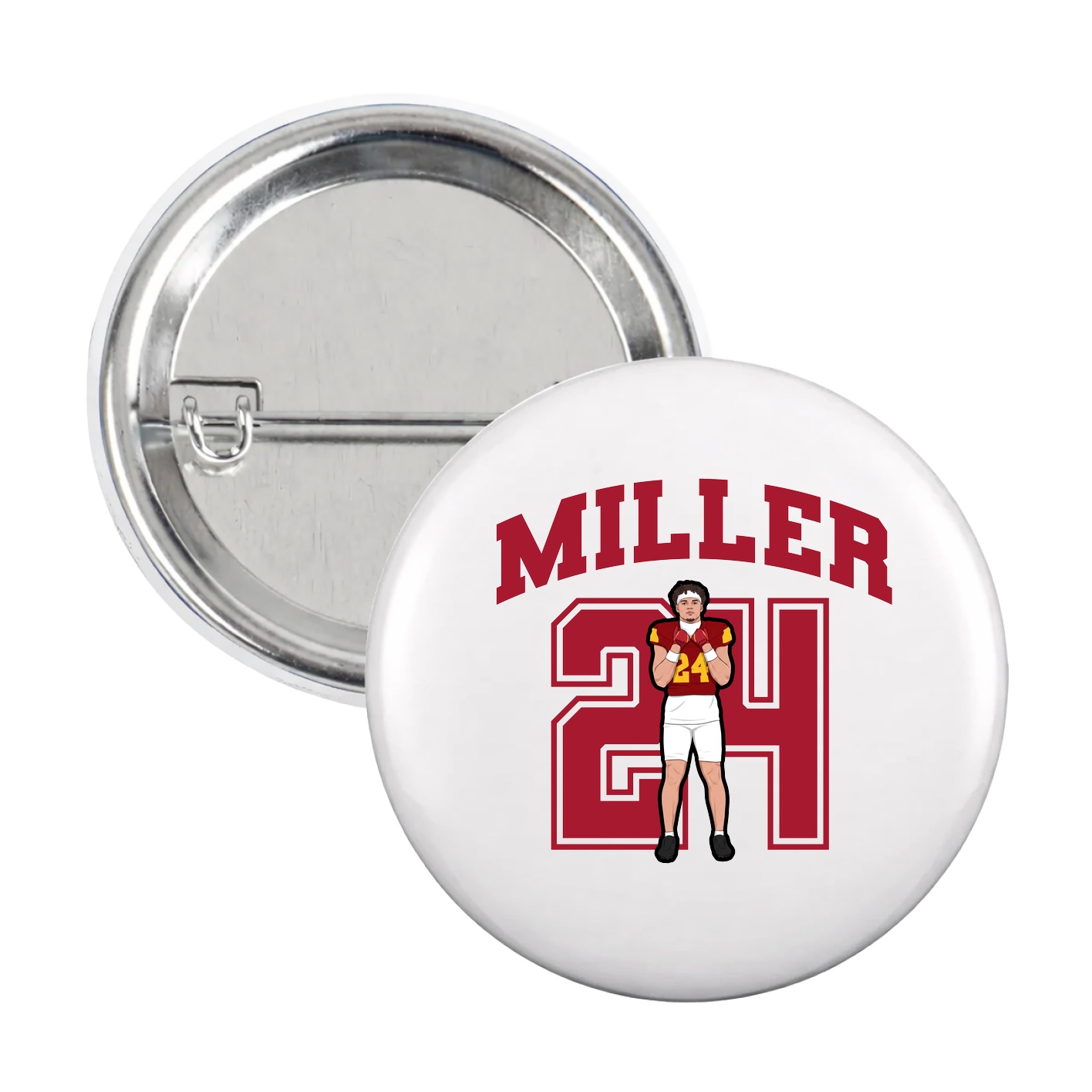 Game Day Button — Number in White