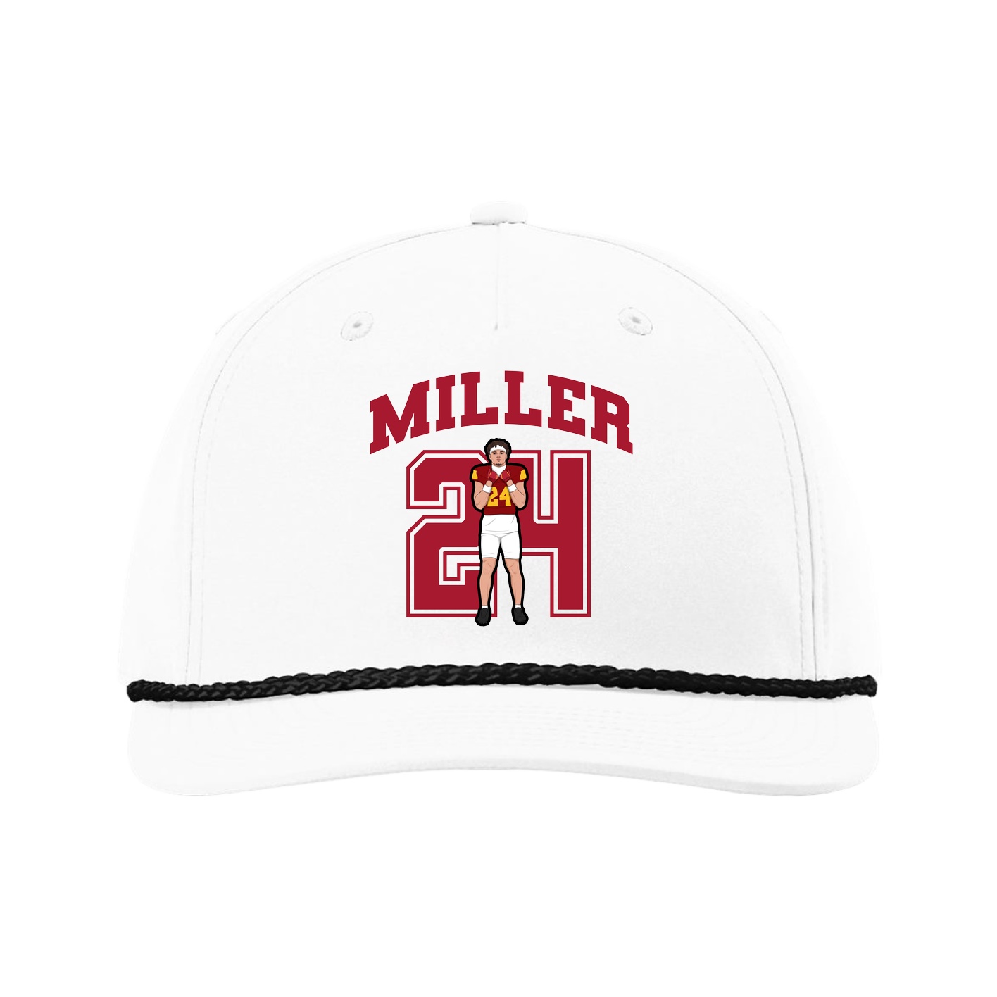 Five-Panel Classic Rope Cap — Number in White