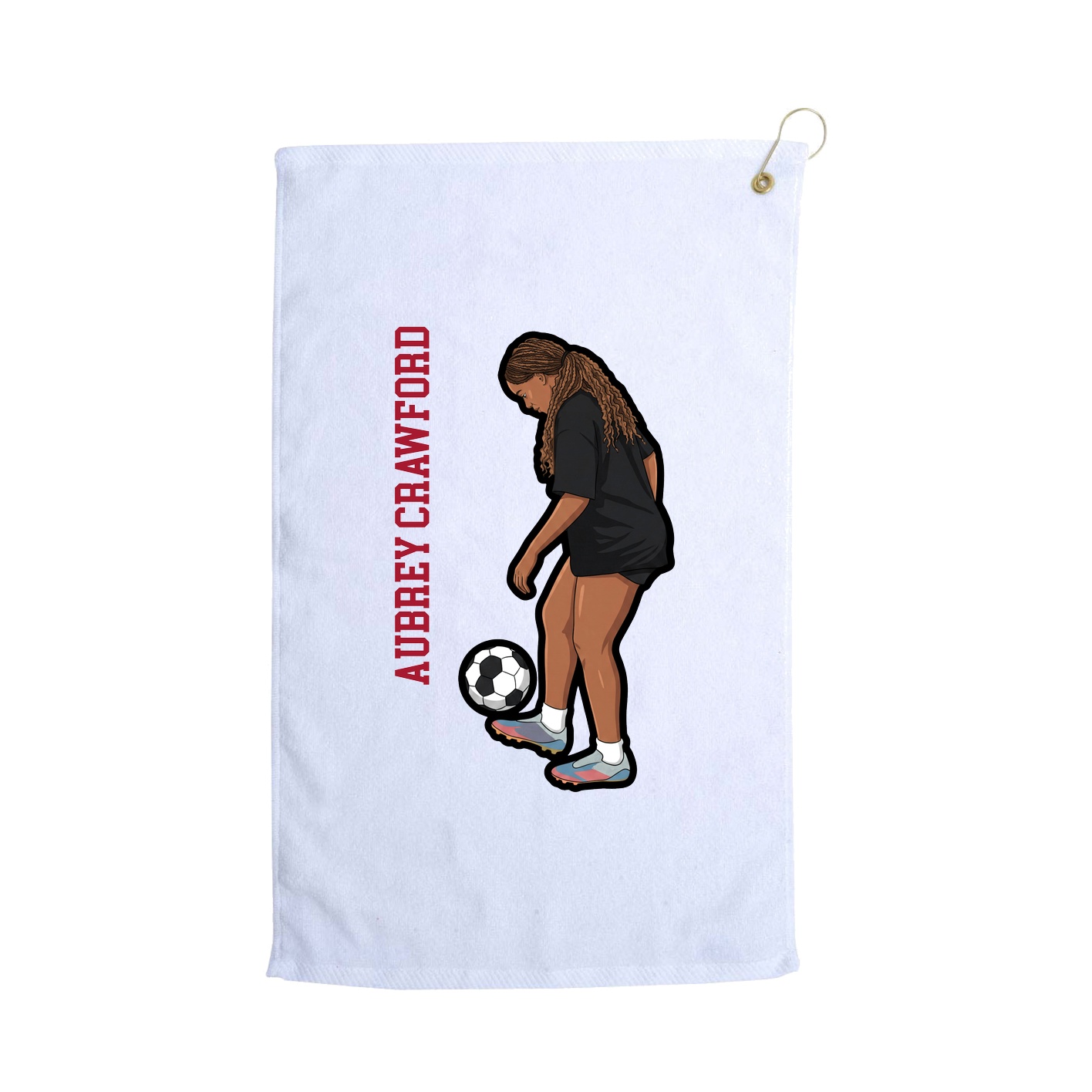 Golf Towel — Name Vertical in White