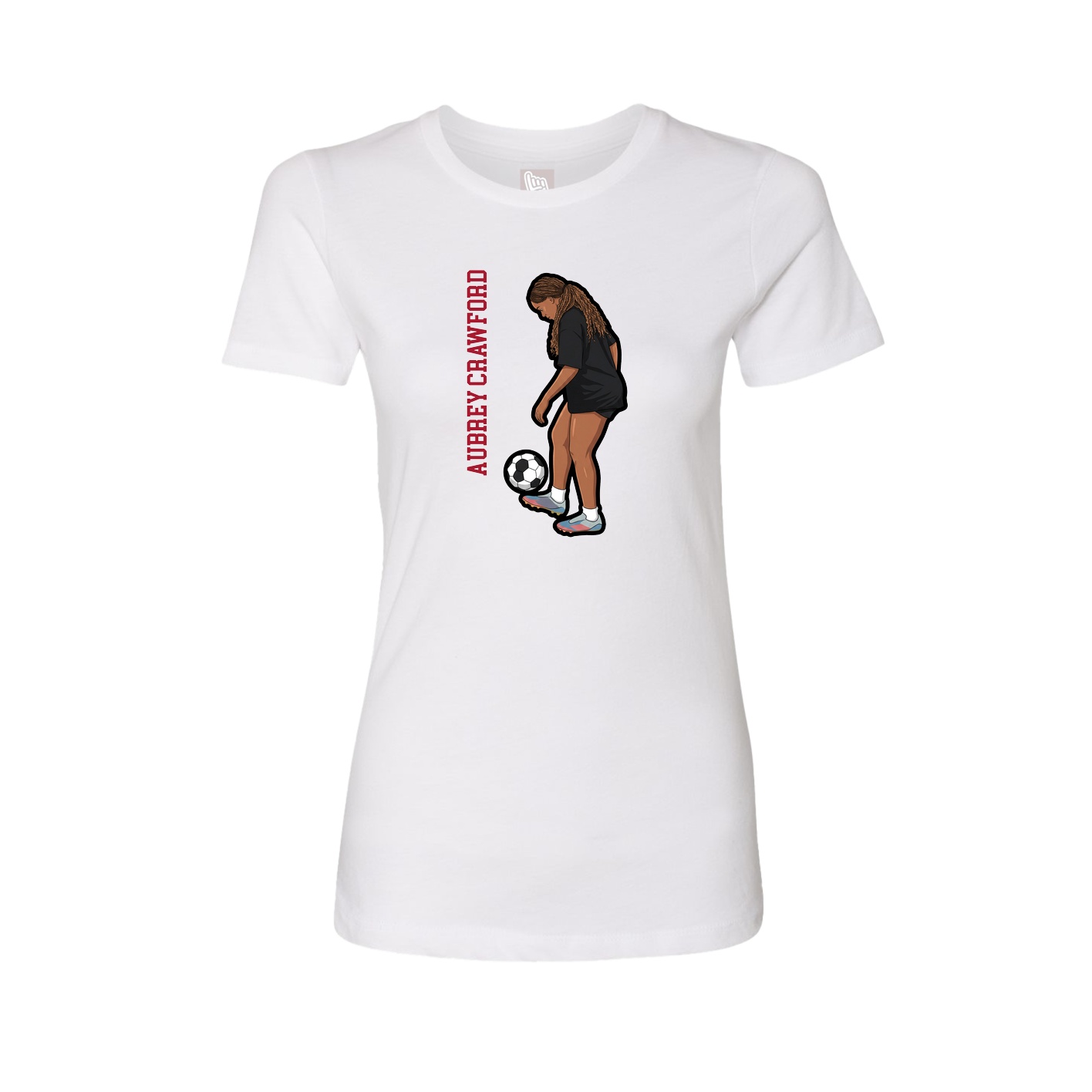 Fitted Women's Tee — Name Vertical in White