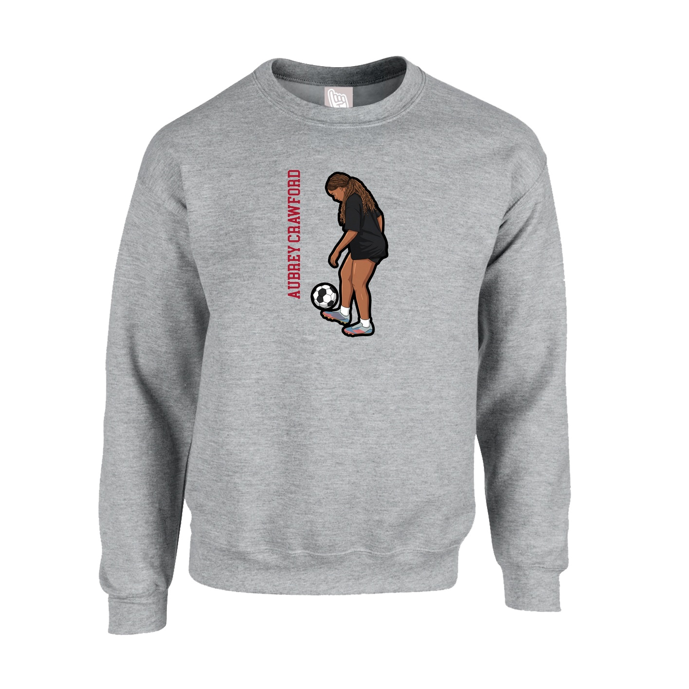 Fleece Crew — Name Vertical in Grey