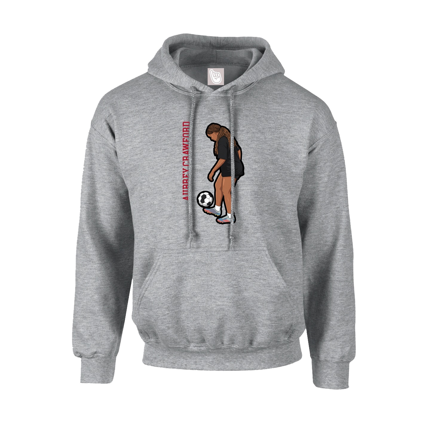 Youth Hoodie — Name Vertical in Grey
