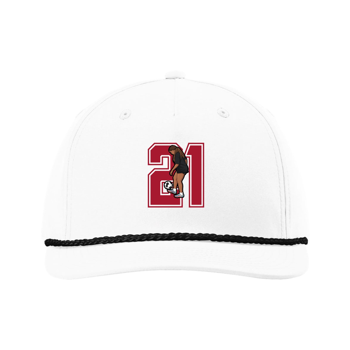 Five-Panel Classic Rope Cap — Number in White