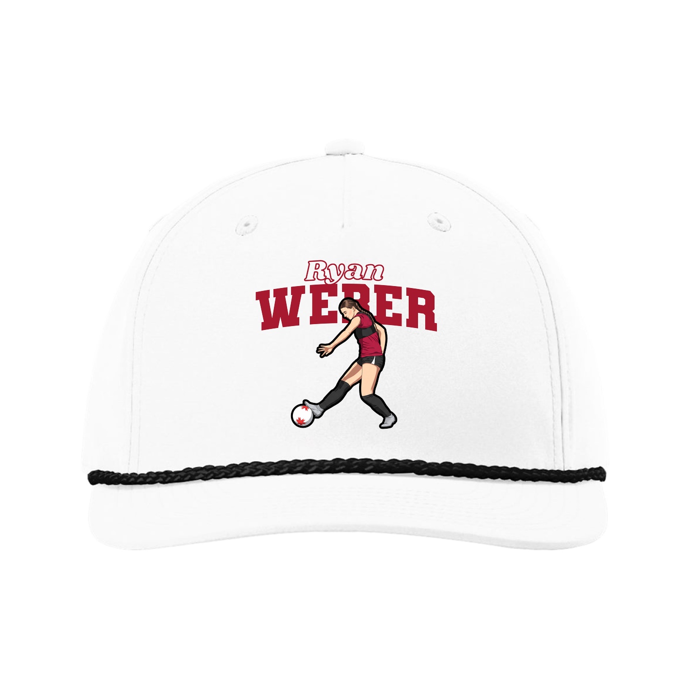Five-Panel Classic Rope Cap — Name Arch in White