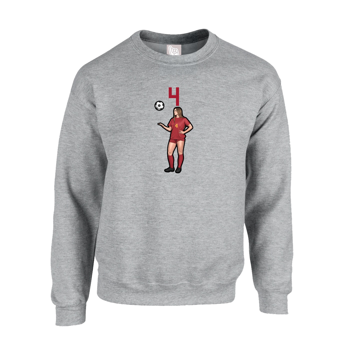 Fleece Crew — Number Top in Grey