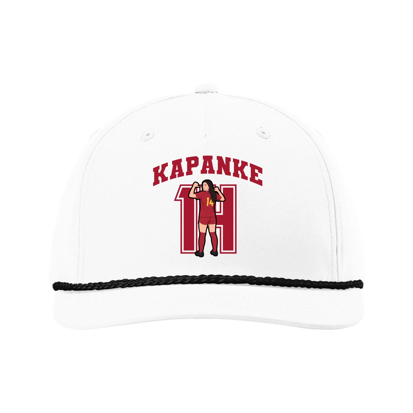 Five-Panel Classic Rope Cap — Number in White