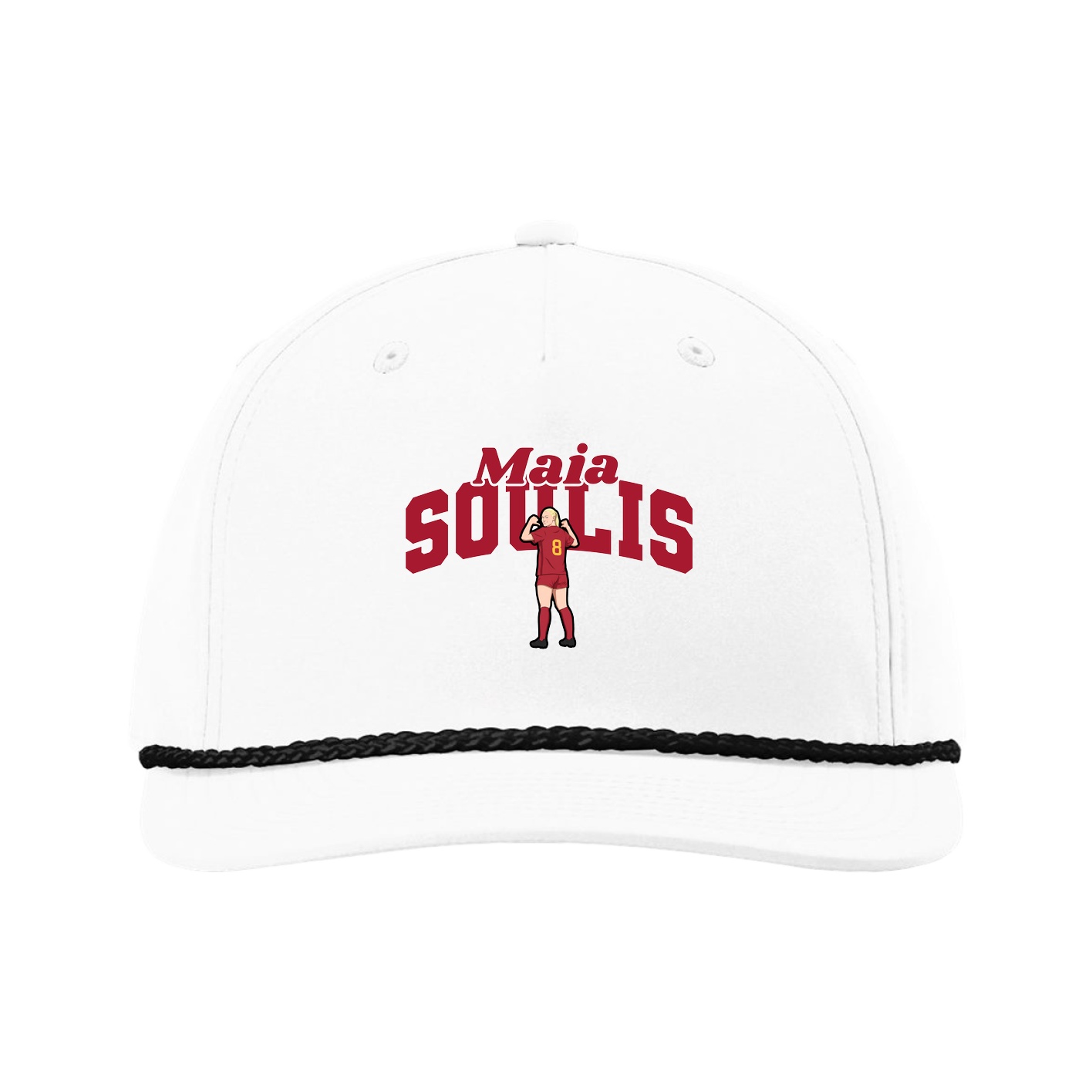 Five-Panel Classic Rope Cap — Signature Arch in White
