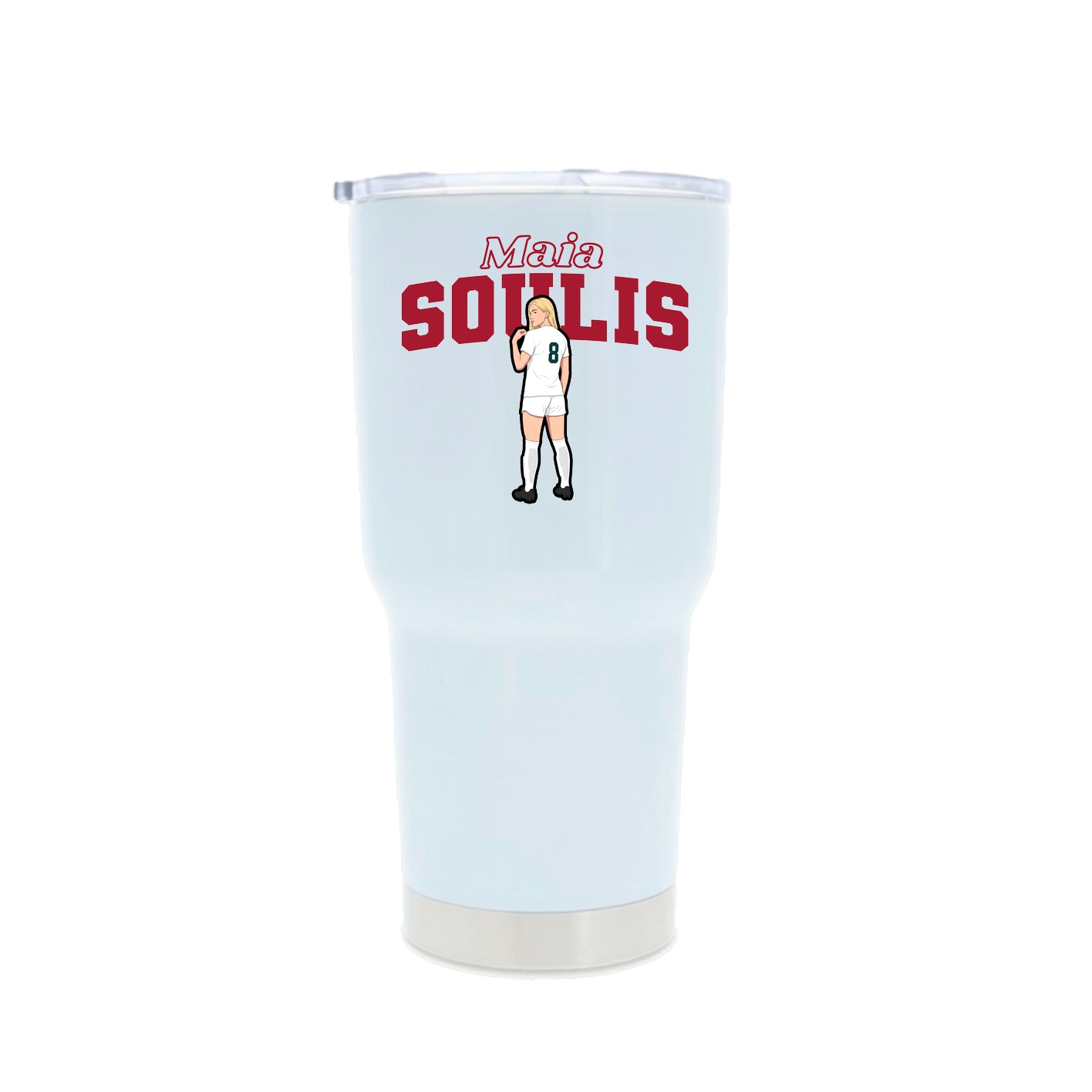 30oz Stainless Steel Tumbler — Name Arch in White