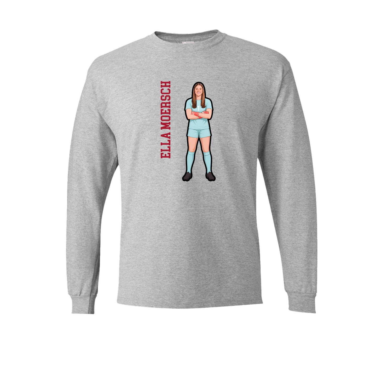 Long Sleeve Tee — Name Vertical in Grey