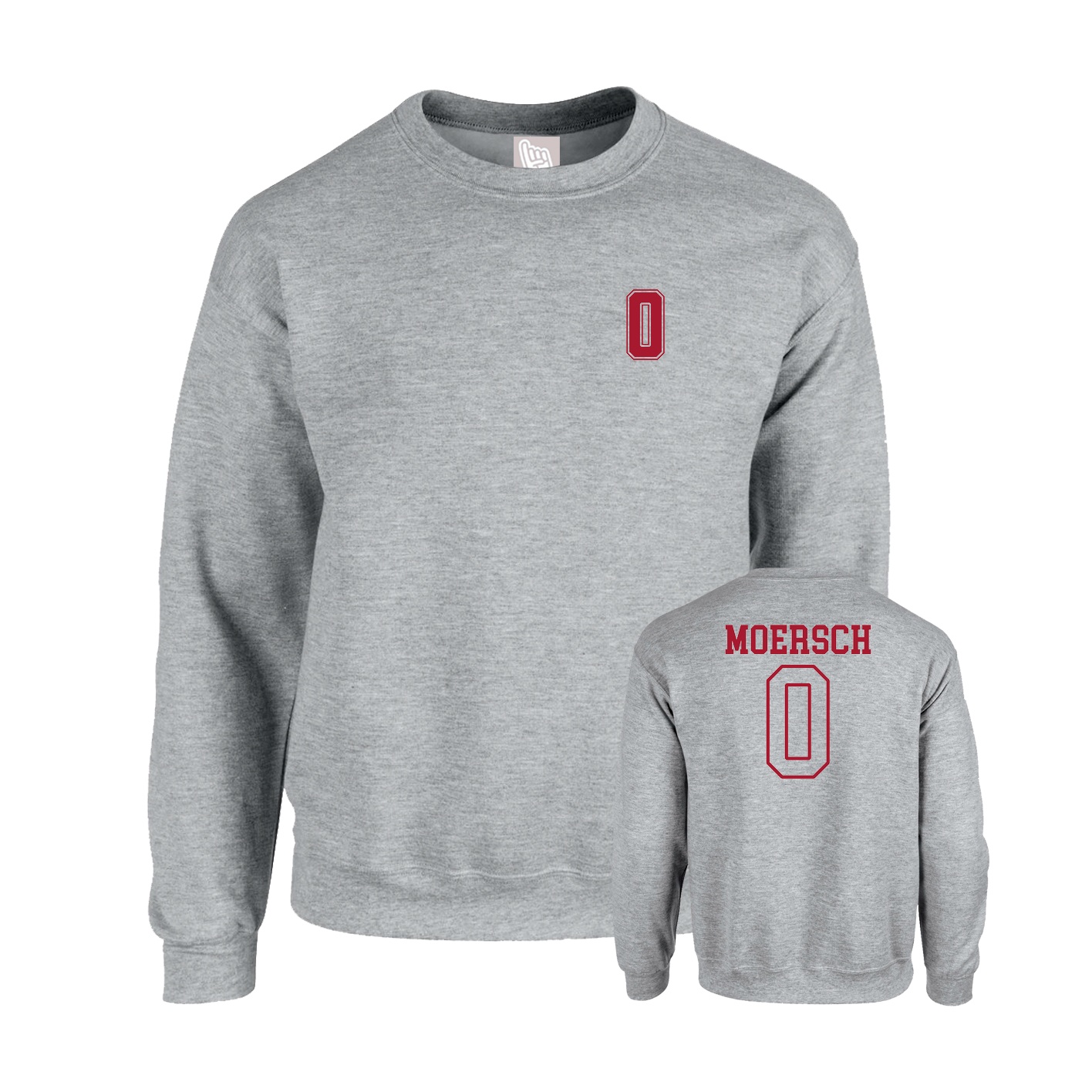 Fleece Crew — Chest Back in Grey