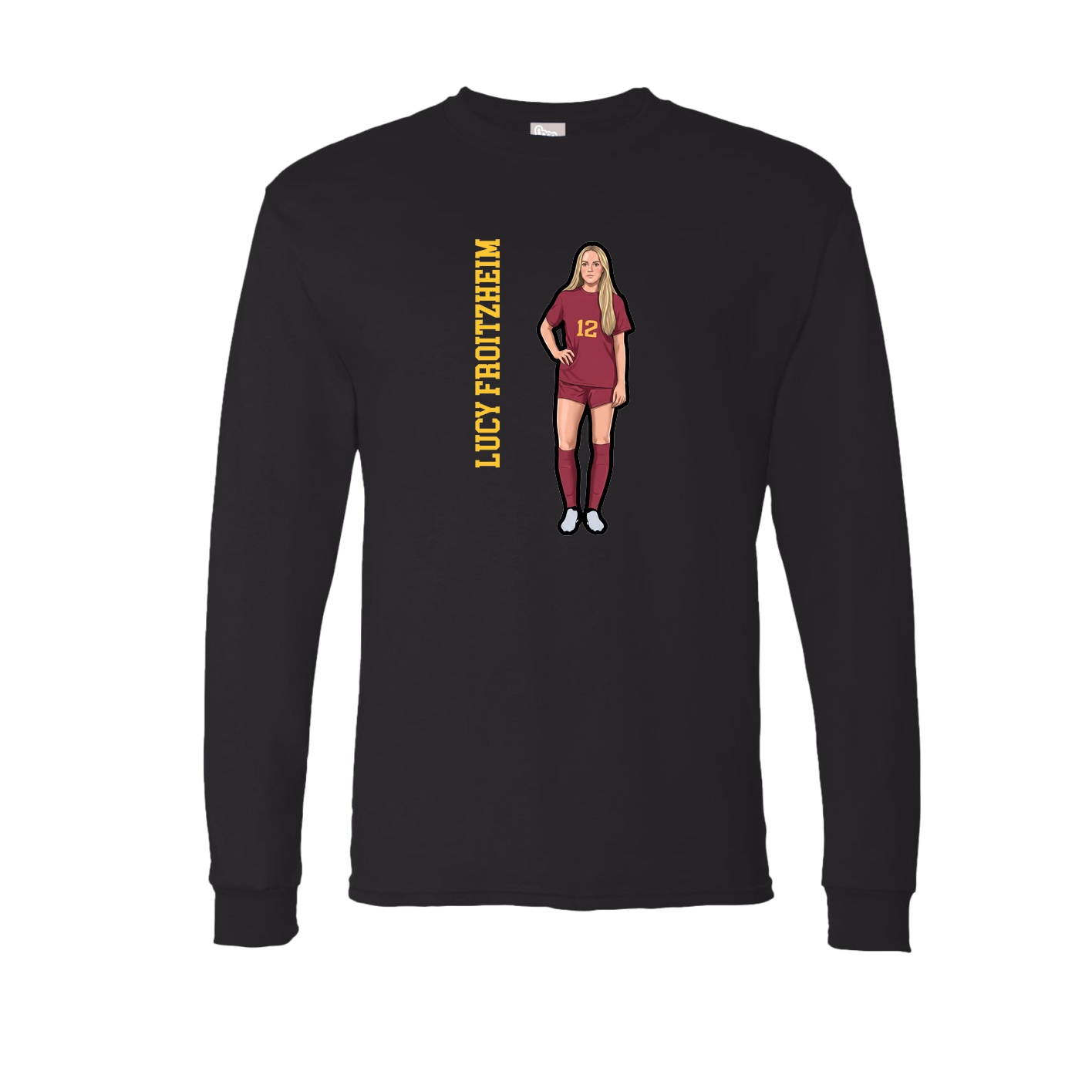 Long Sleeve Tee — Name Vertical in Black