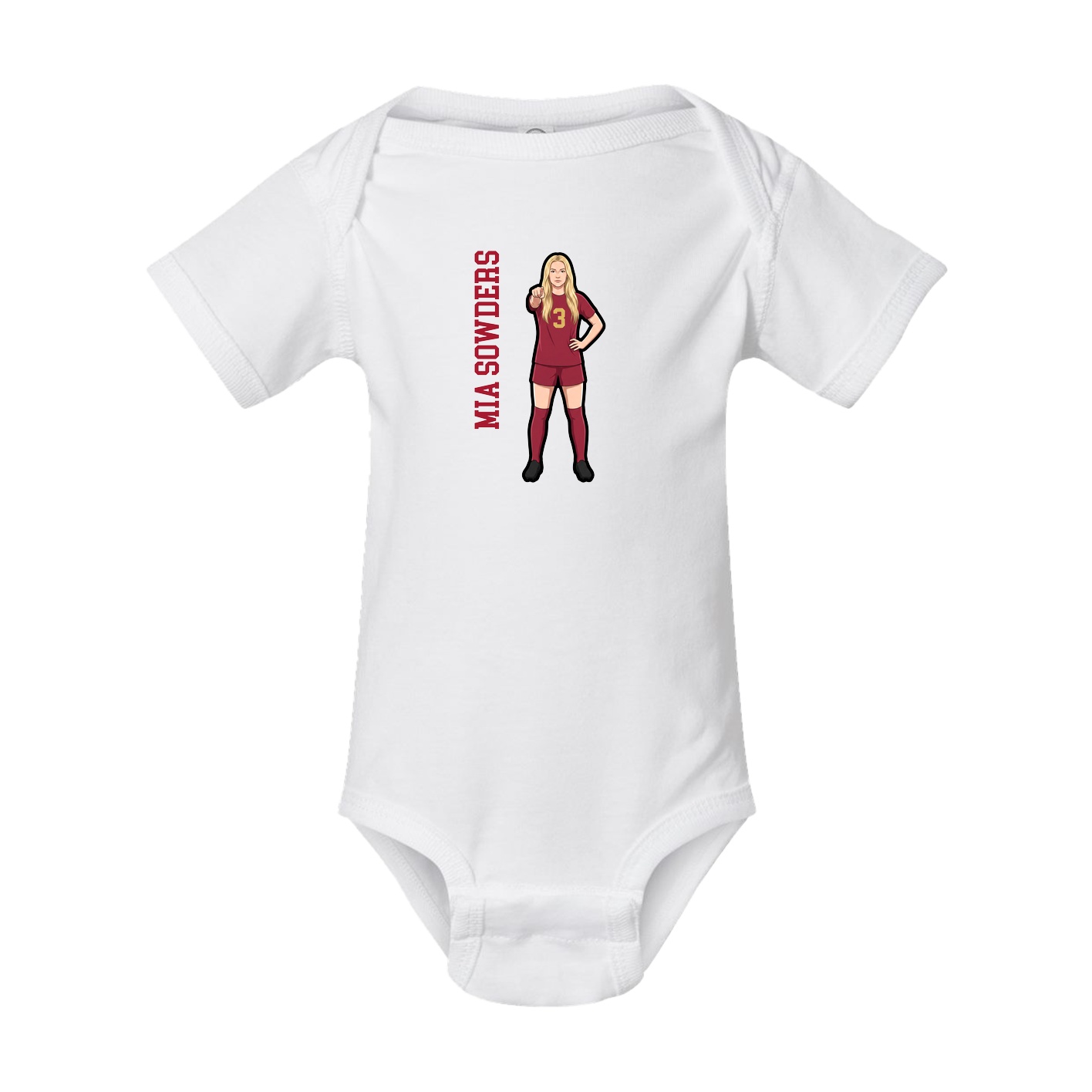 Baby Onesie — Name Vertical in White
