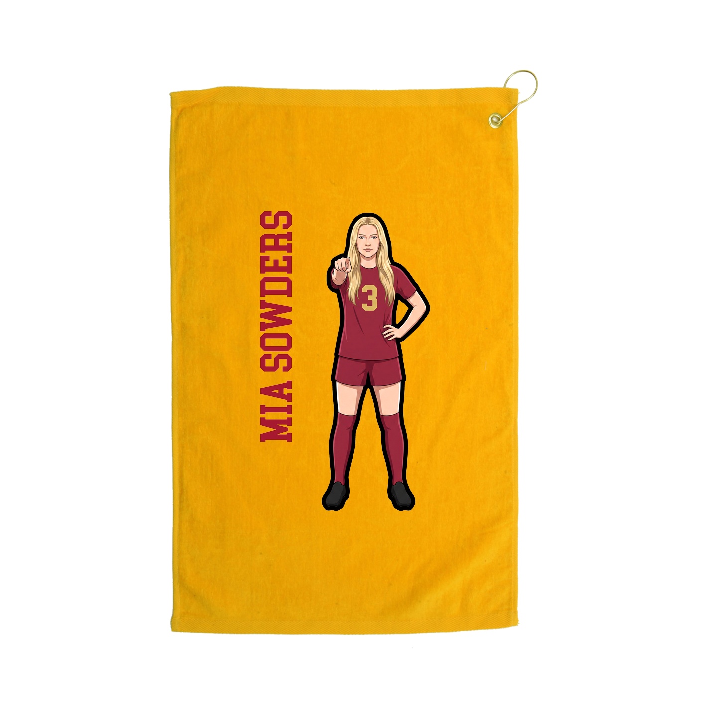 Golf Towel — Name Vertical in Gold