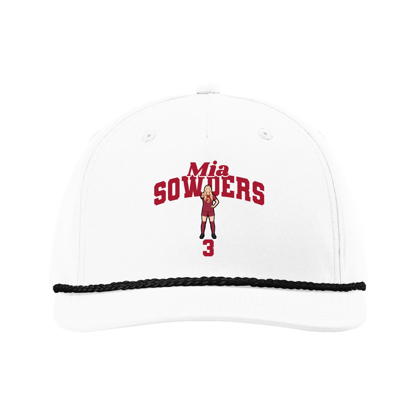Five-Panel Classic Rope Cap — Signature Arch in White