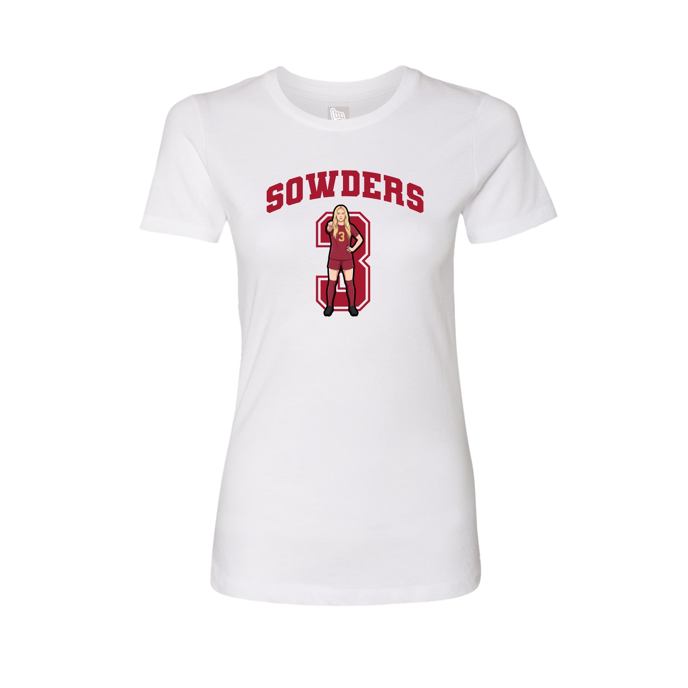 Fitted Women's Tee — Number in White