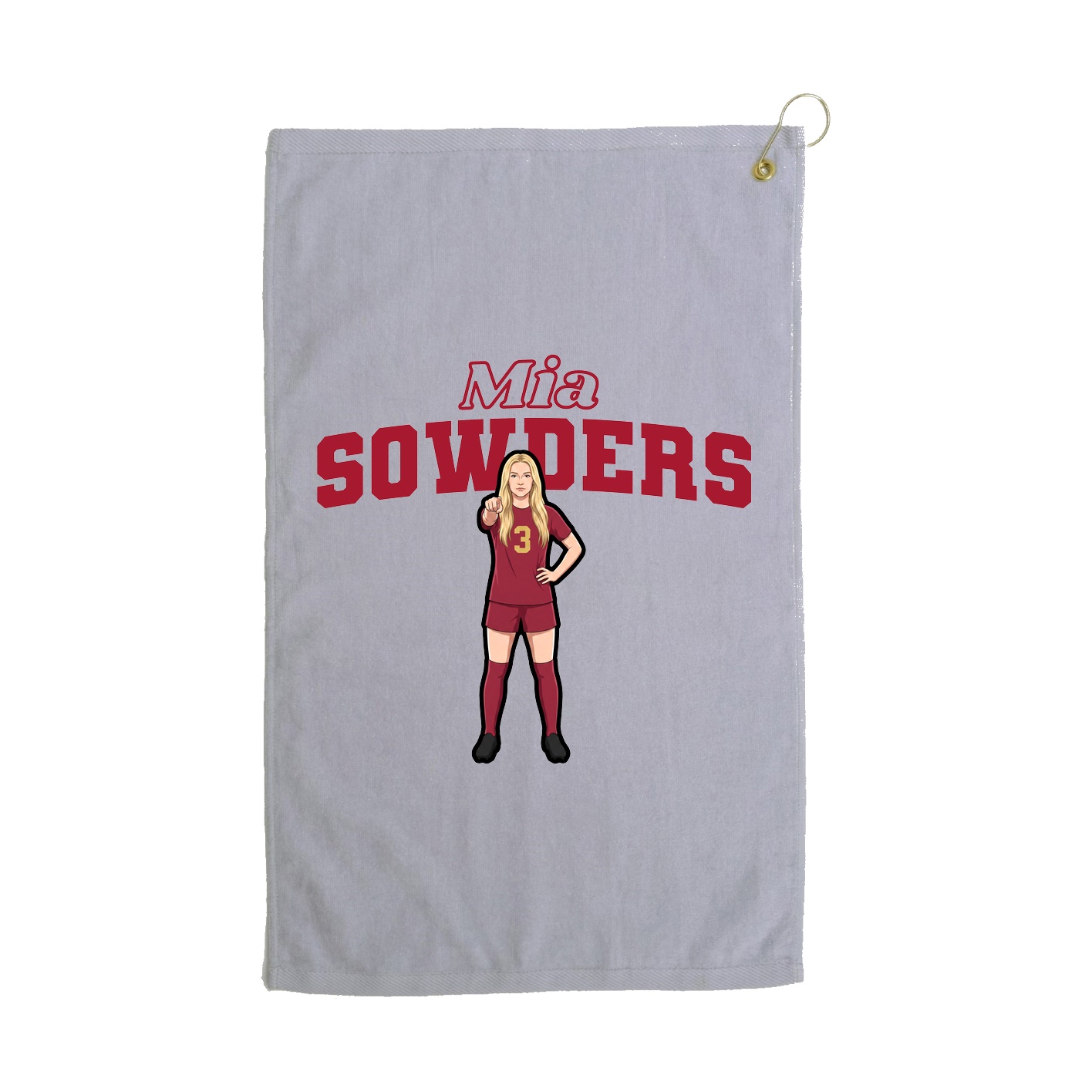 Golf Towel — Name Arch in Grey