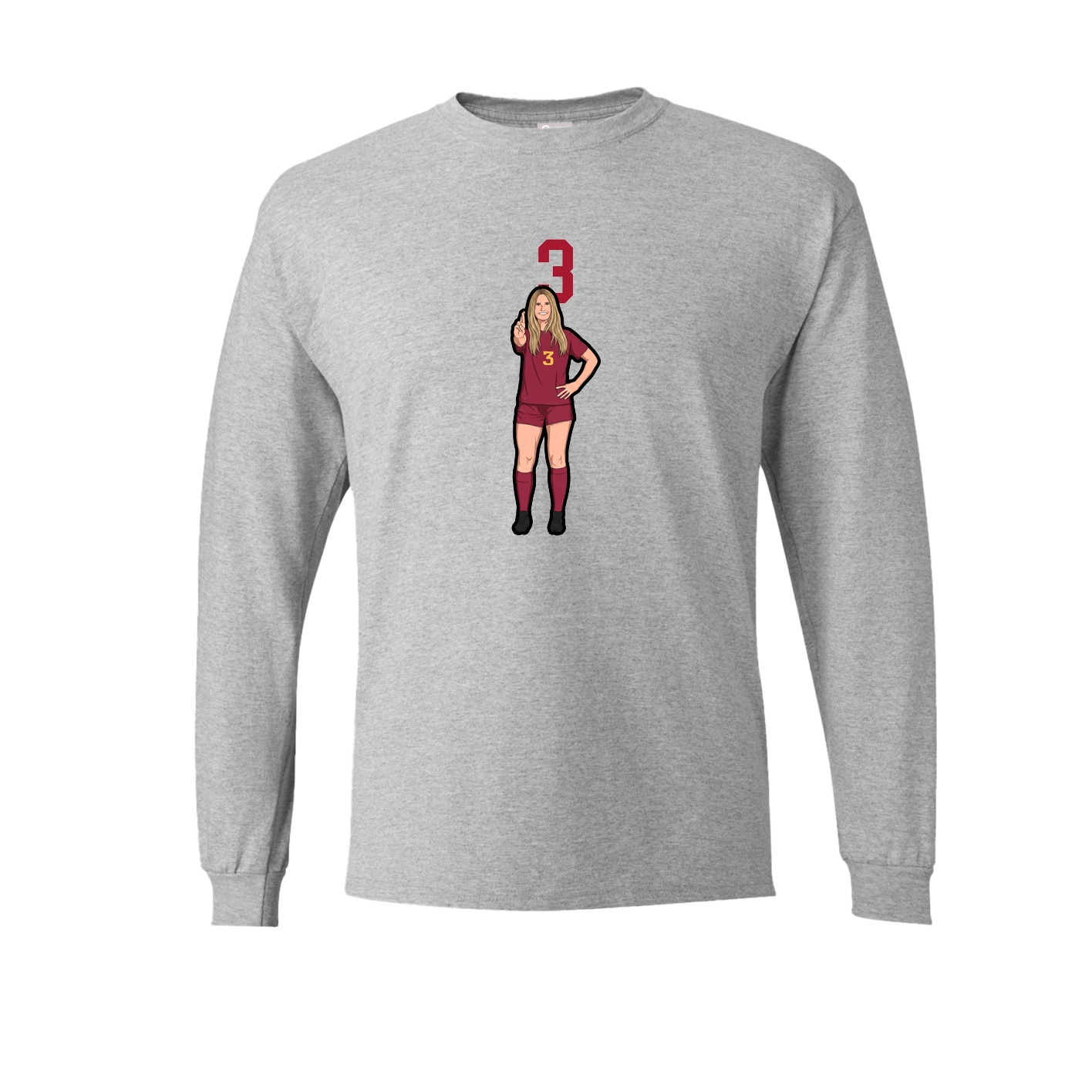 Long Sleeve Tee — Number Top in Grey