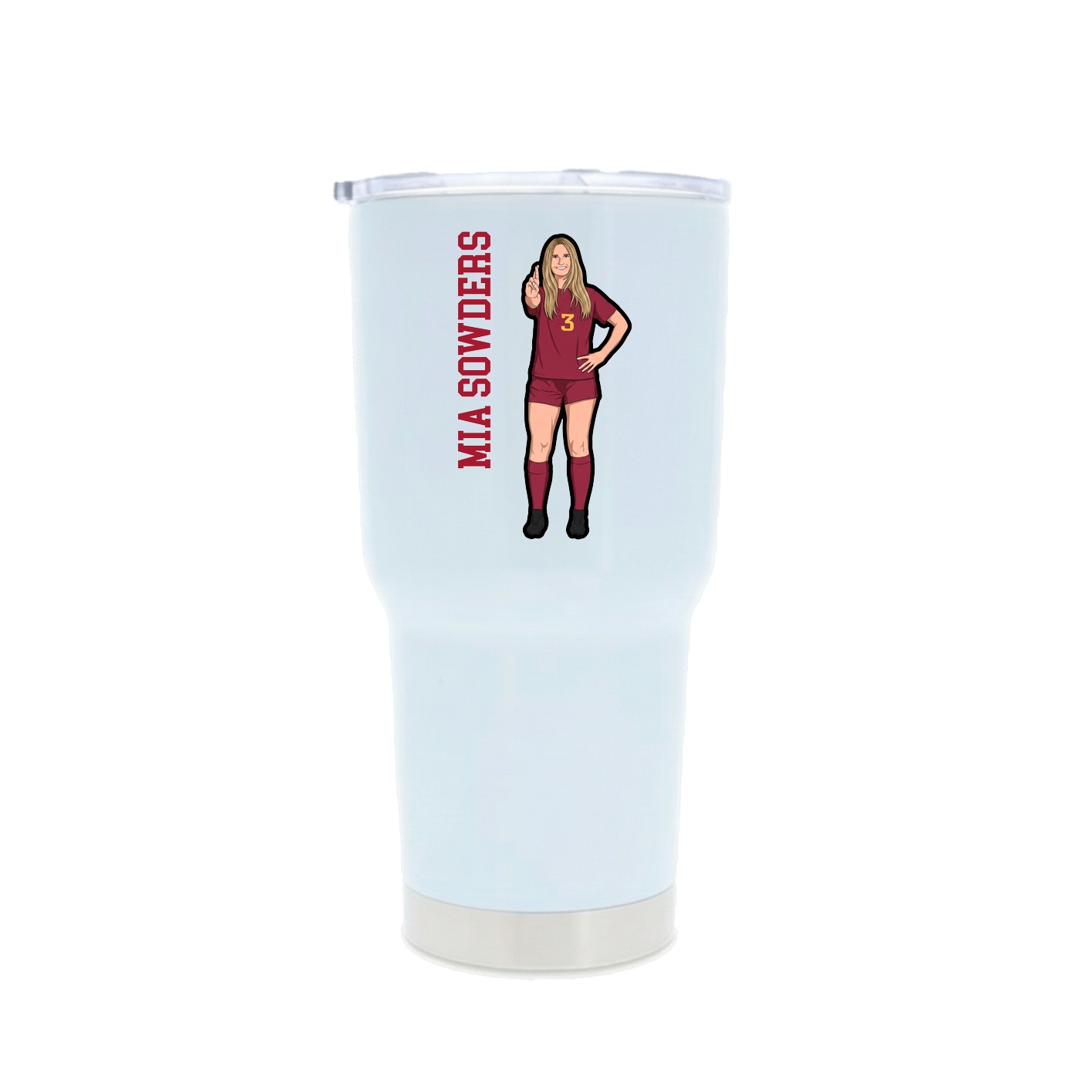30oz Stainless Steel Tumbler — Name Vertical in White