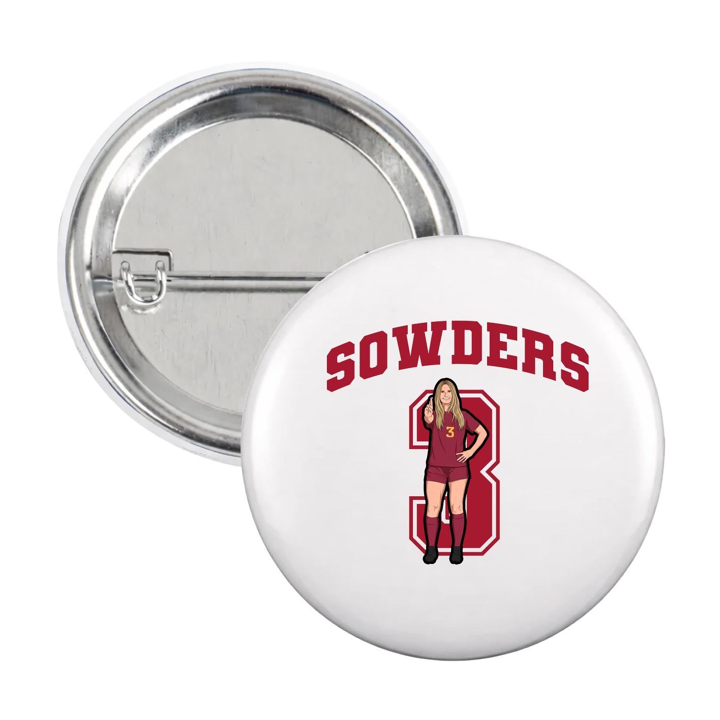 Game Day Button — Number in White