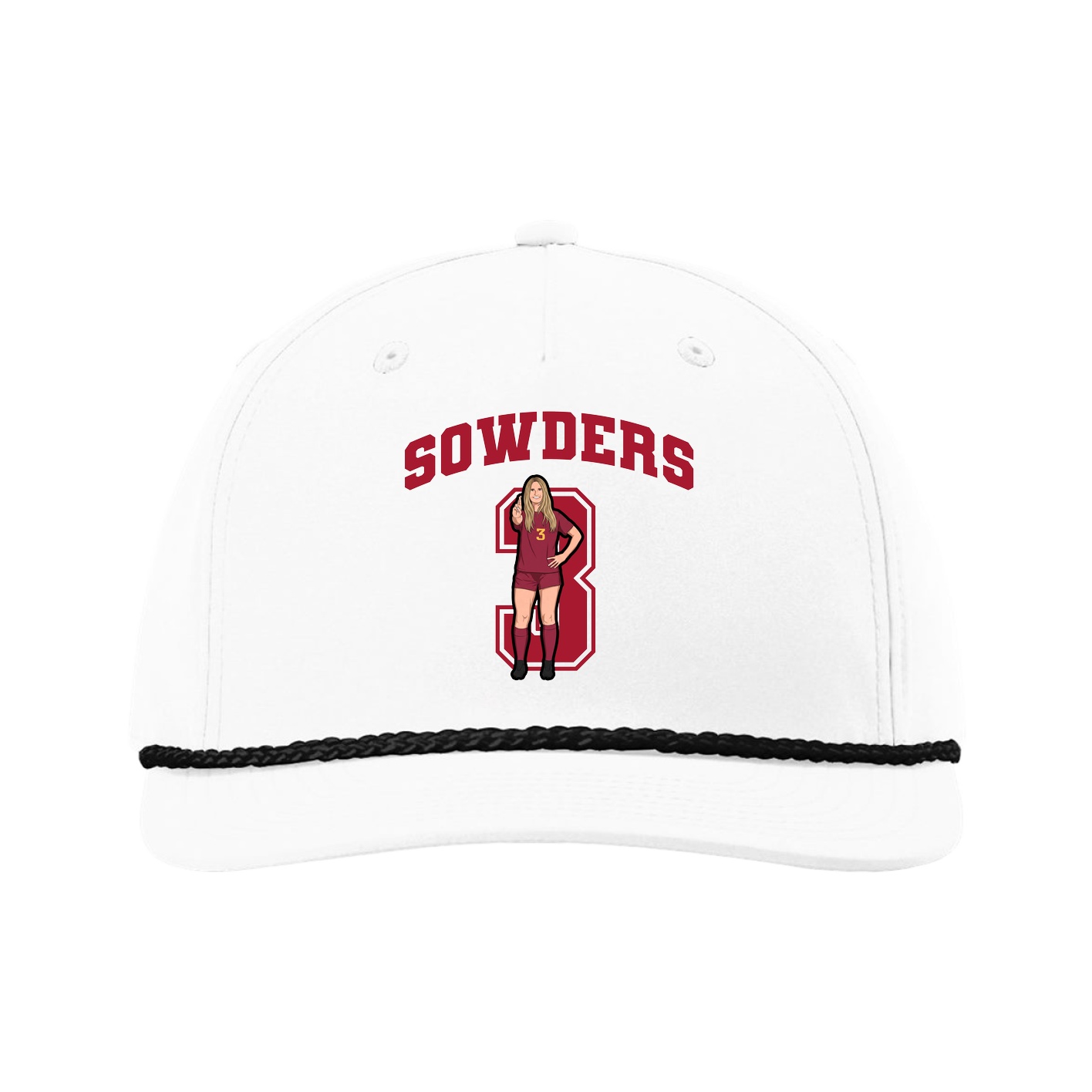 Five-Panel Classic Rope Cap — Number in White