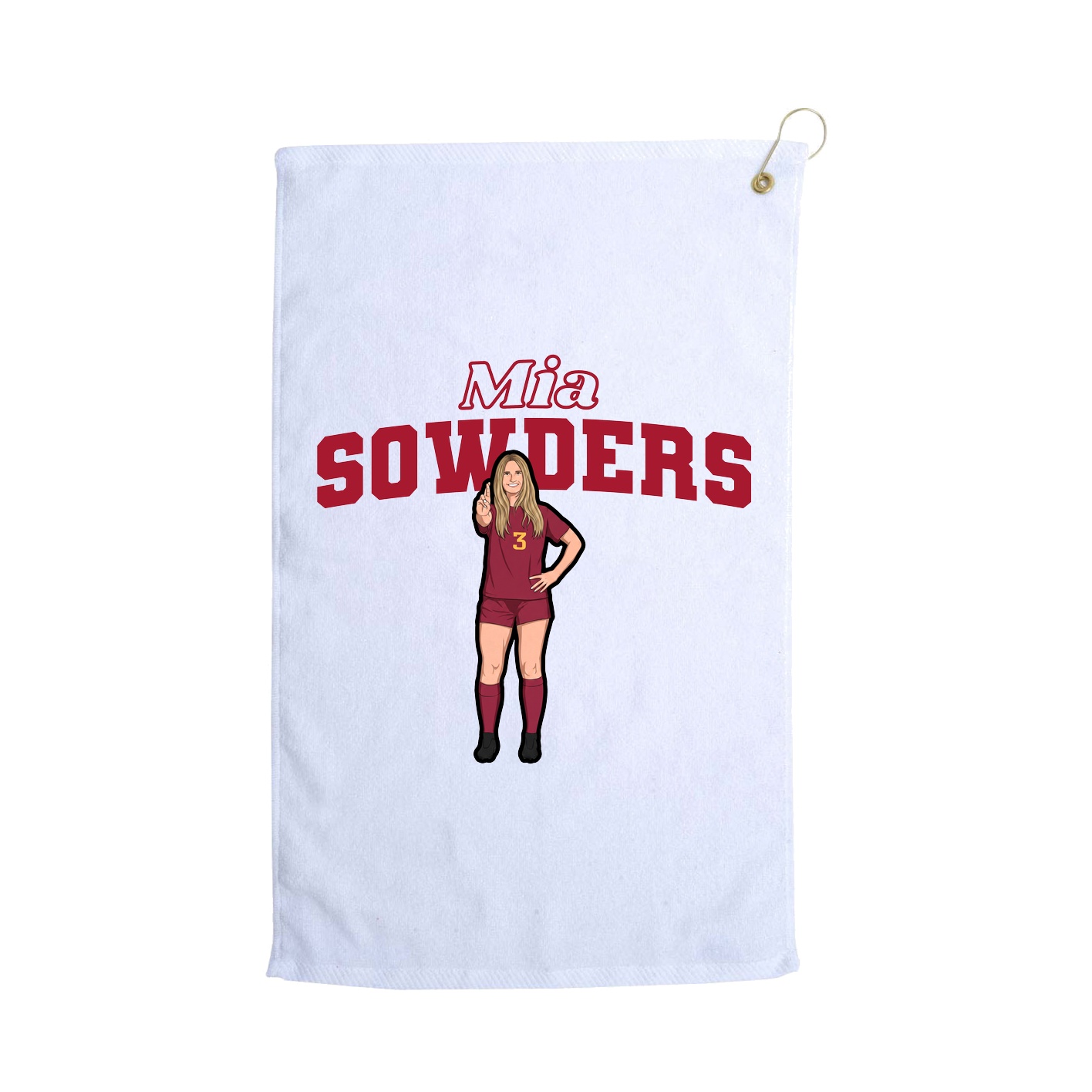 Golf Towel — Name Arch in White