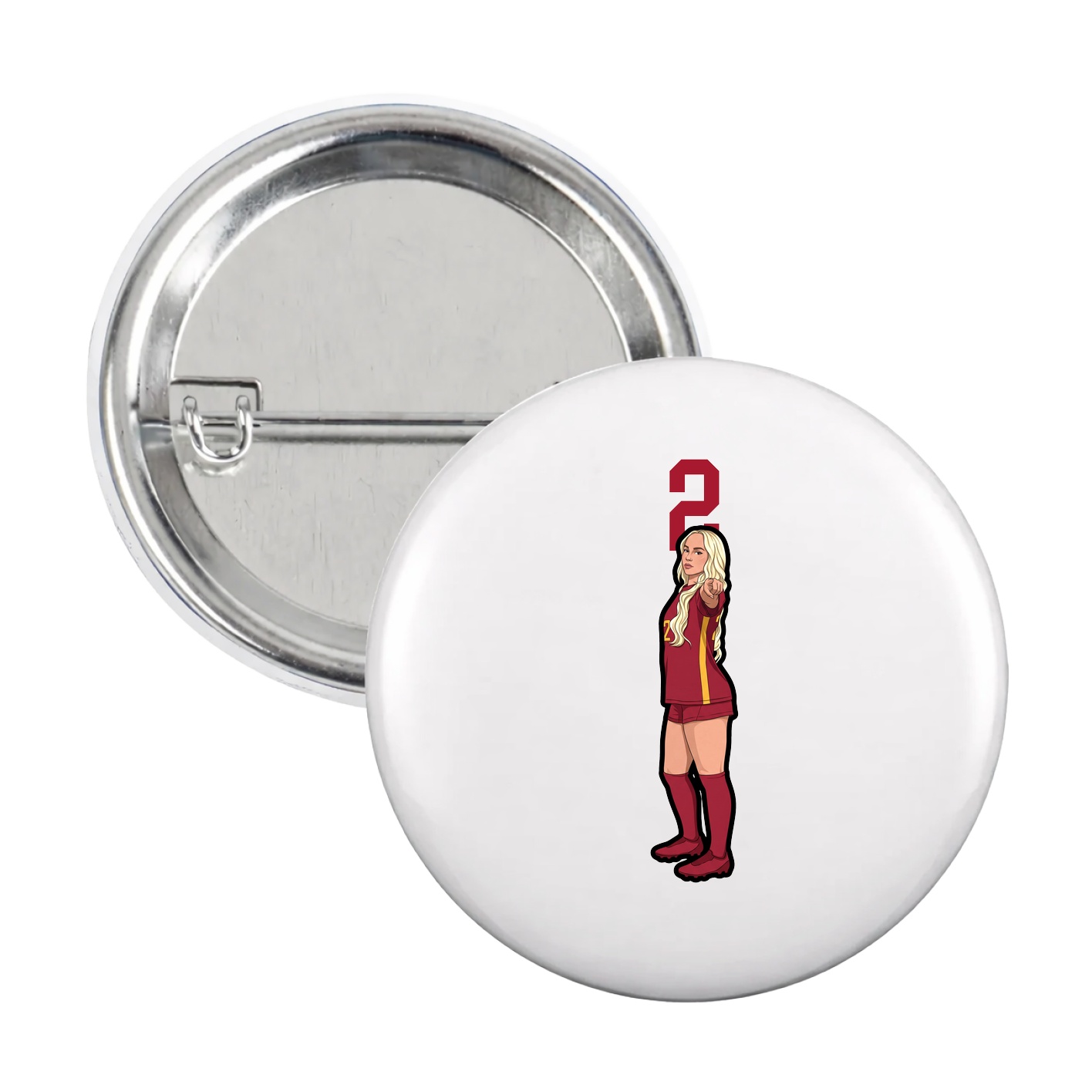 Game Day Button — Number Top in White