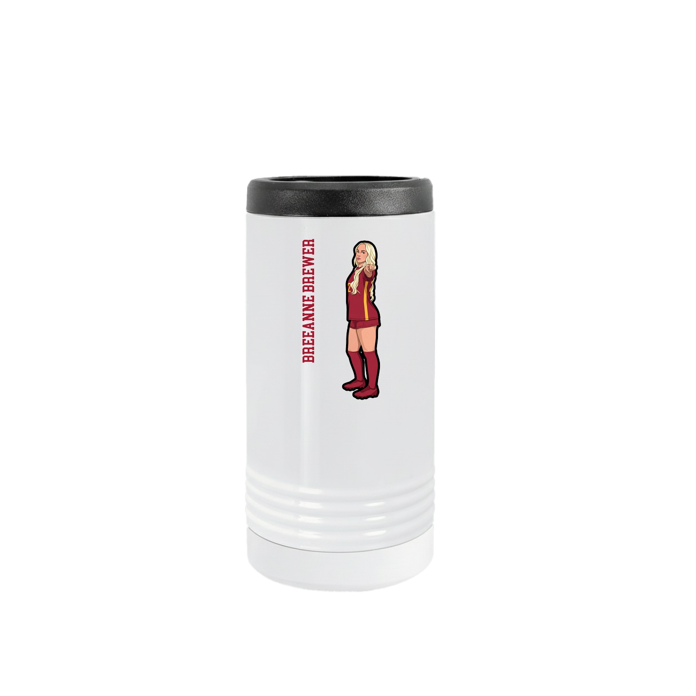 Slim Beverage Holder — Name Vertical in White