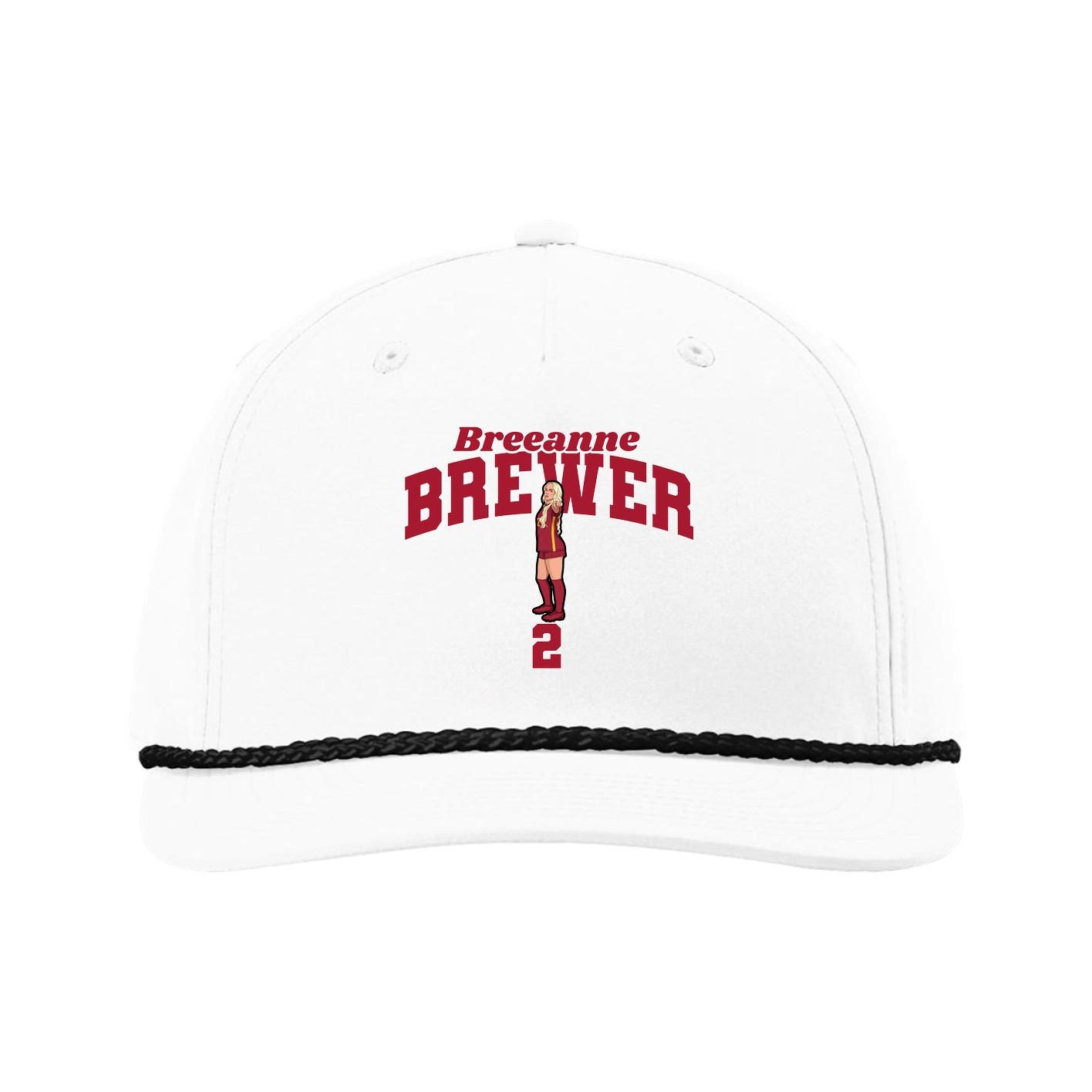 Five-Panel Classic Rope Cap — Signature Arch in White